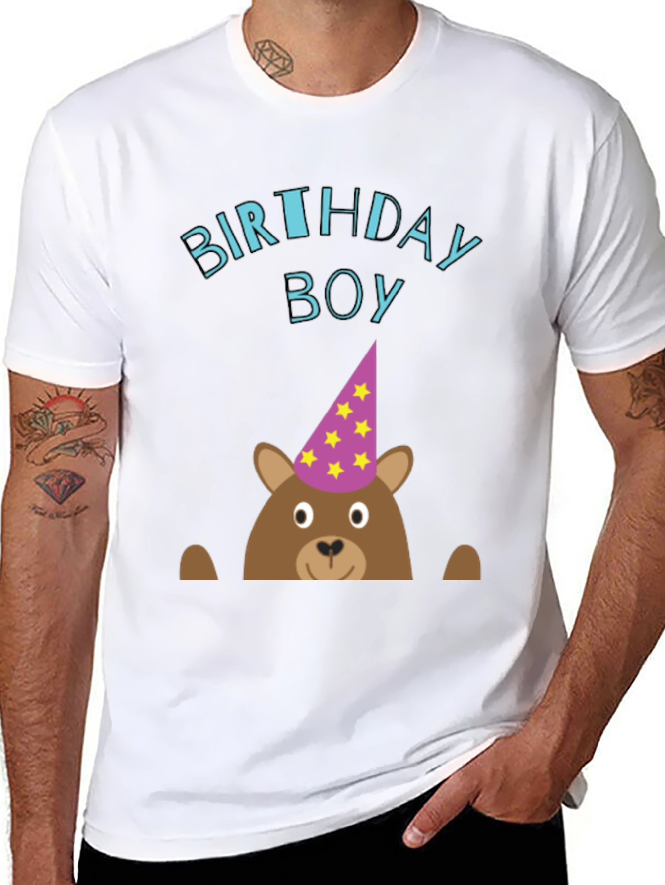 Birthday Boy Bear Graphic Tee - Cute Celebration T-Shirt