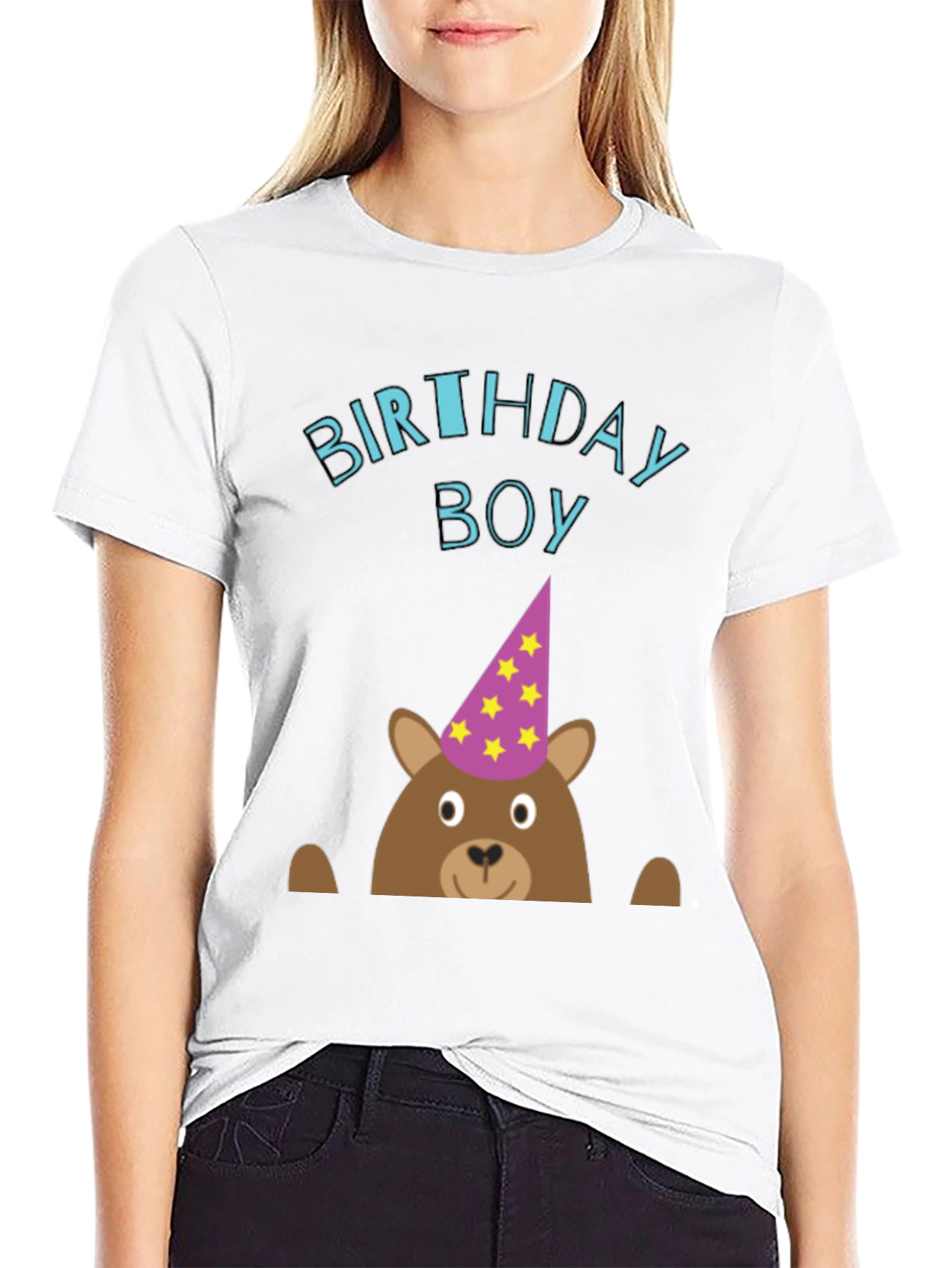 Birthday Boy Bear Graphic Tee - Cute Celebration T-Shirt