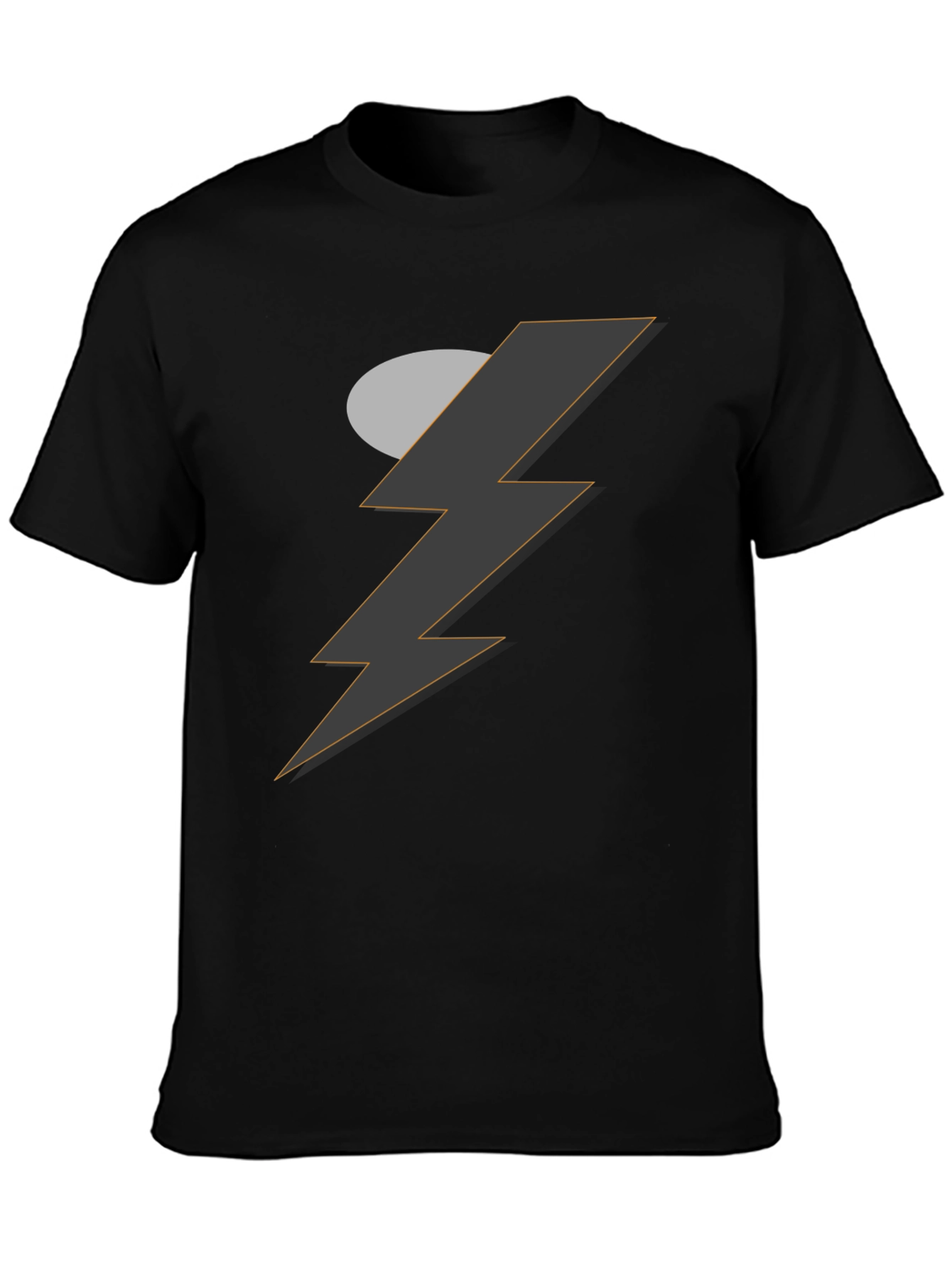 Mens Black T-Shirt with Graphic Lightning Bolt Design