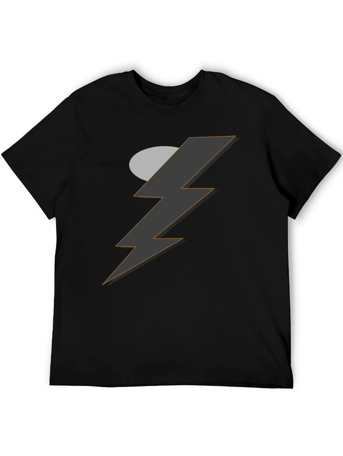 Mens Black T-Shirt with Graphic Lightning Bolt Design