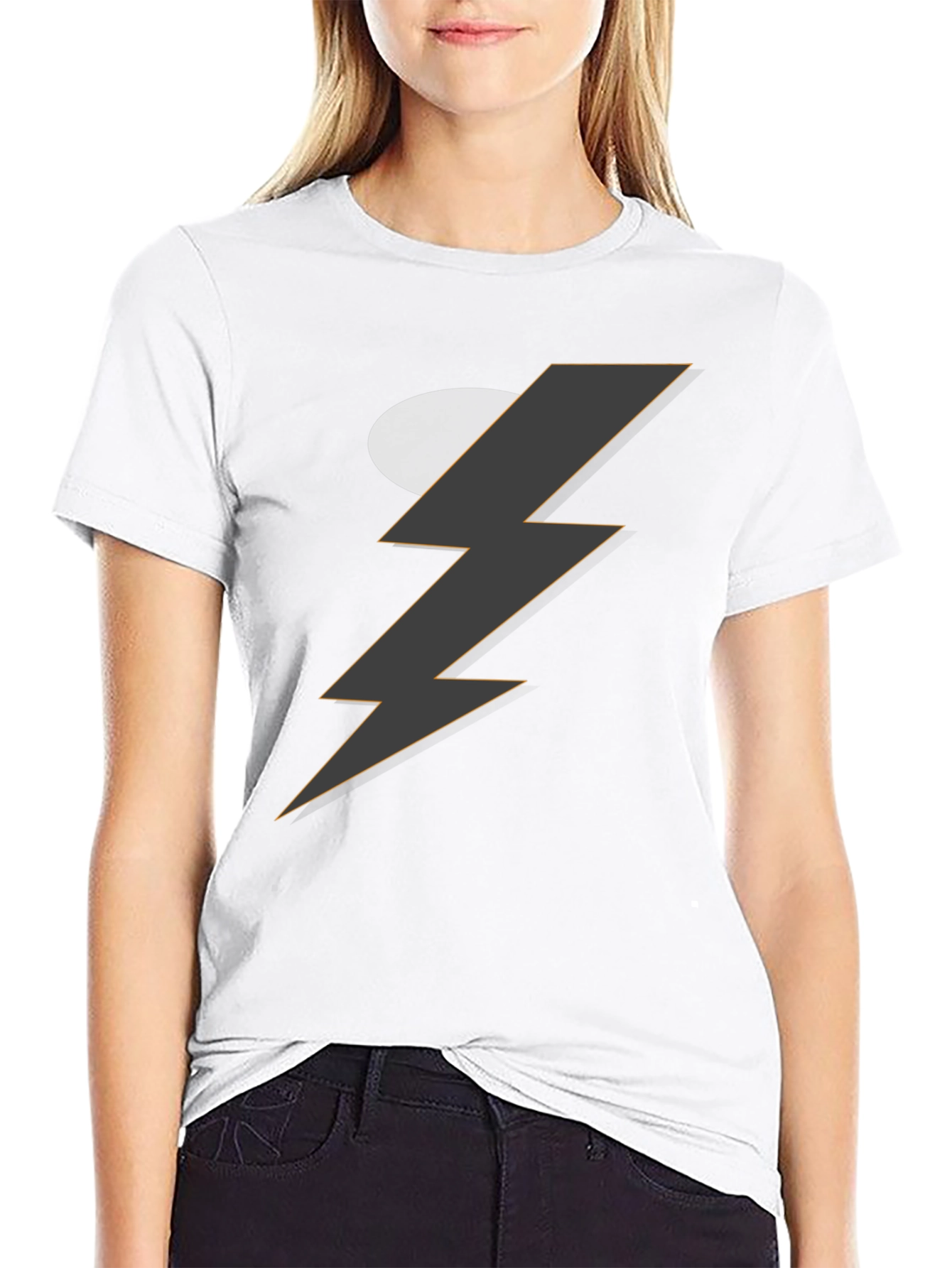 Mens Black T-Shirt with Graphic Lightning Bolt Design