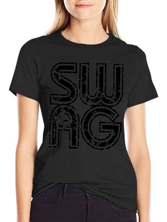 Mens Black SWAG Graphic Print T-Shirt