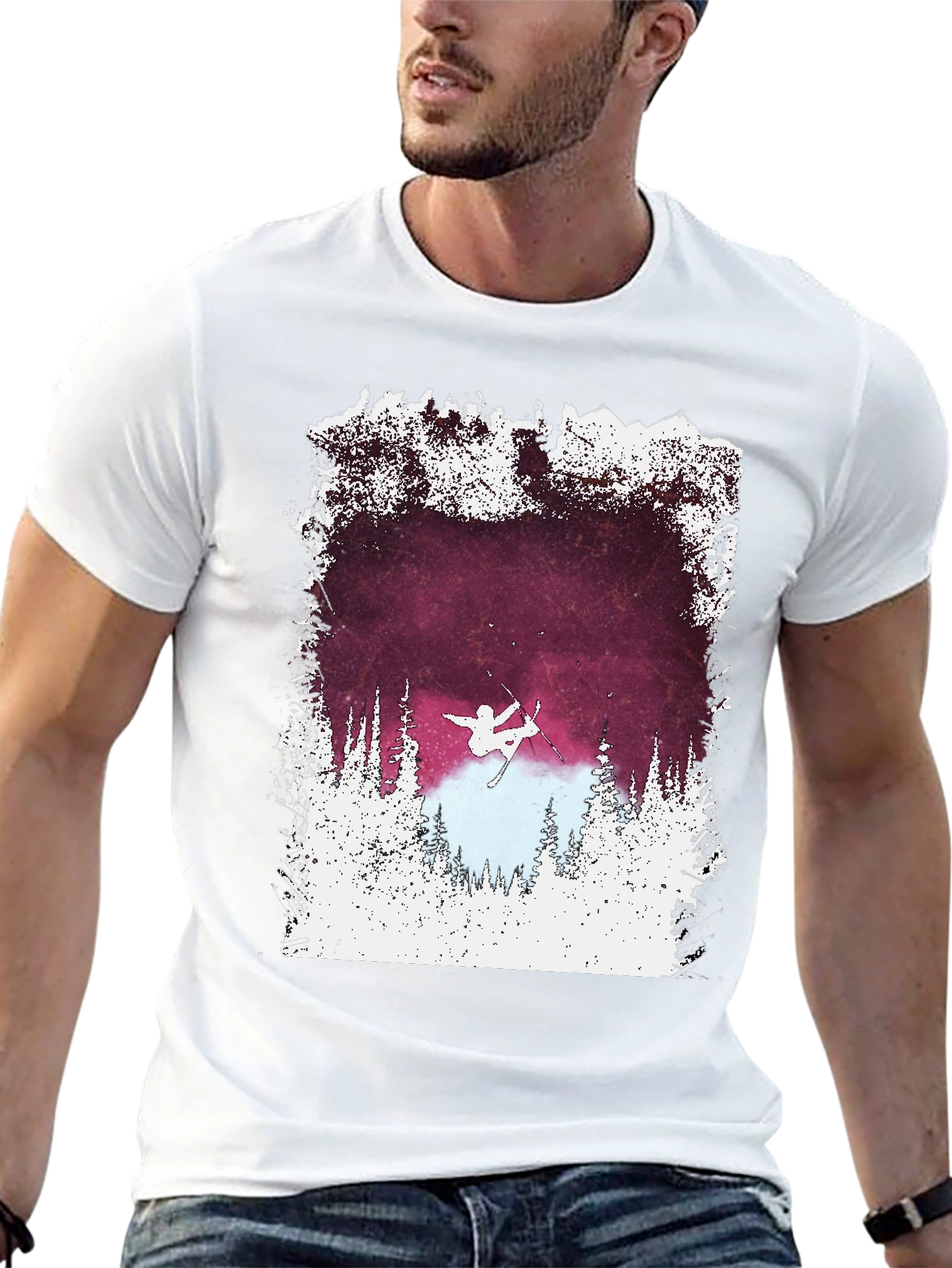 Skiing Silhouette Graphic Tee