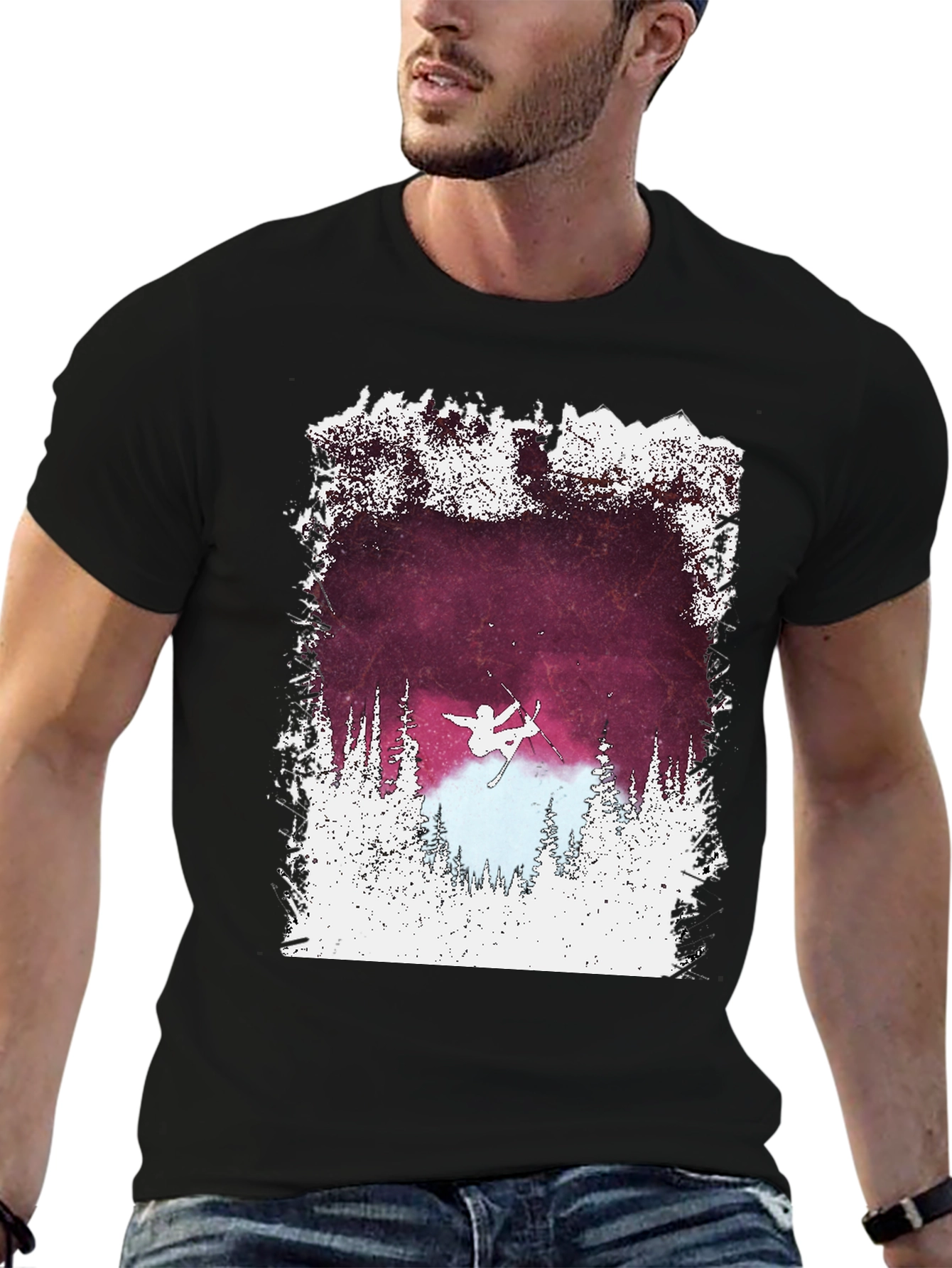 Skiing Silhouette Graphic Tee