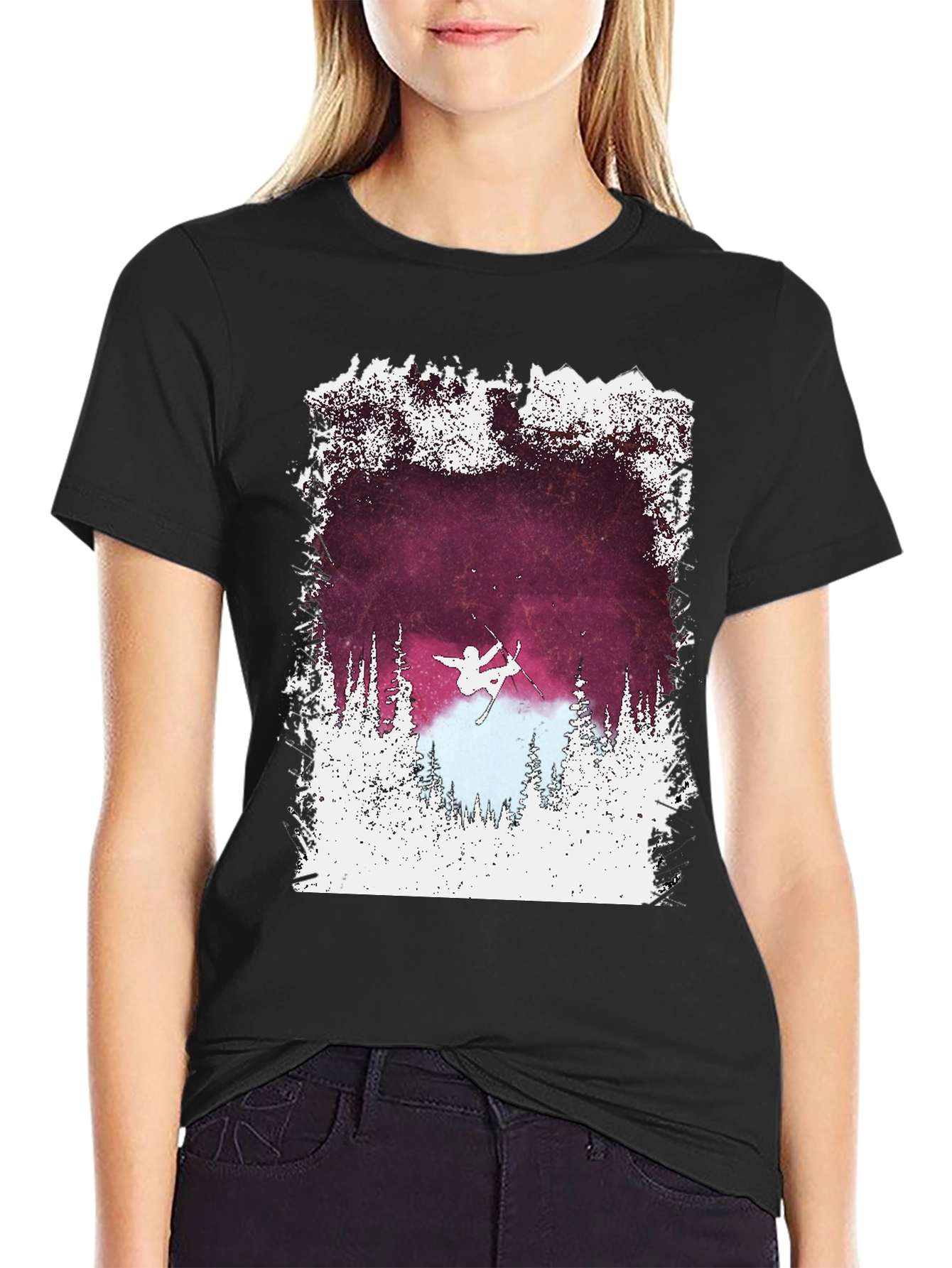 Skiing Silhouette Graphic Tee