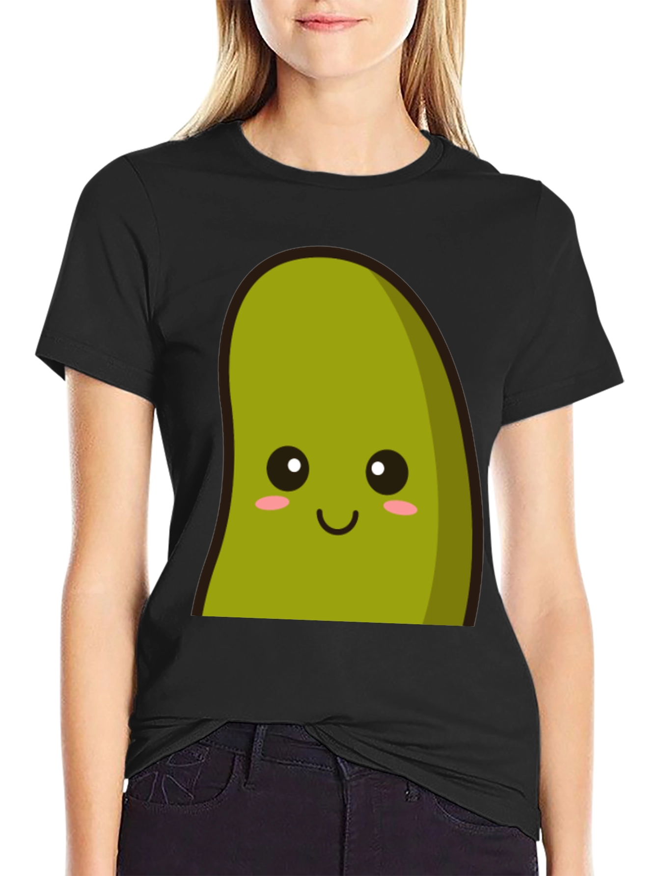 Cute Avocado Graphic Tee - Black Cotton T-Shirt