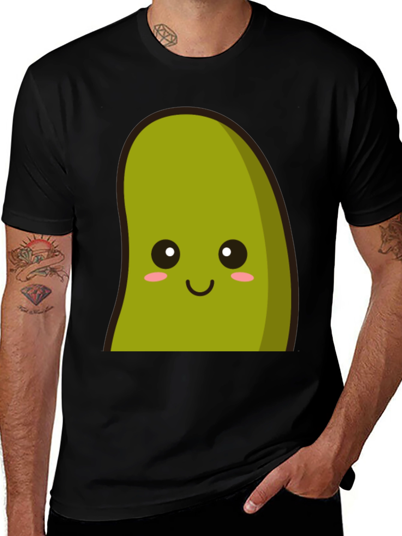 Cute Avocado Graphic Tee - Black Cotton T-Shirt
