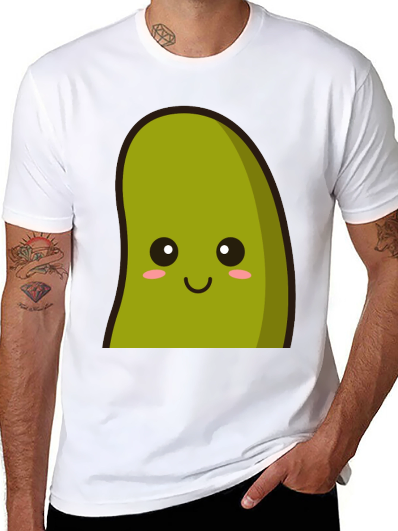Cute Avocado Graphic Tee - Black Cotton T-Shirt