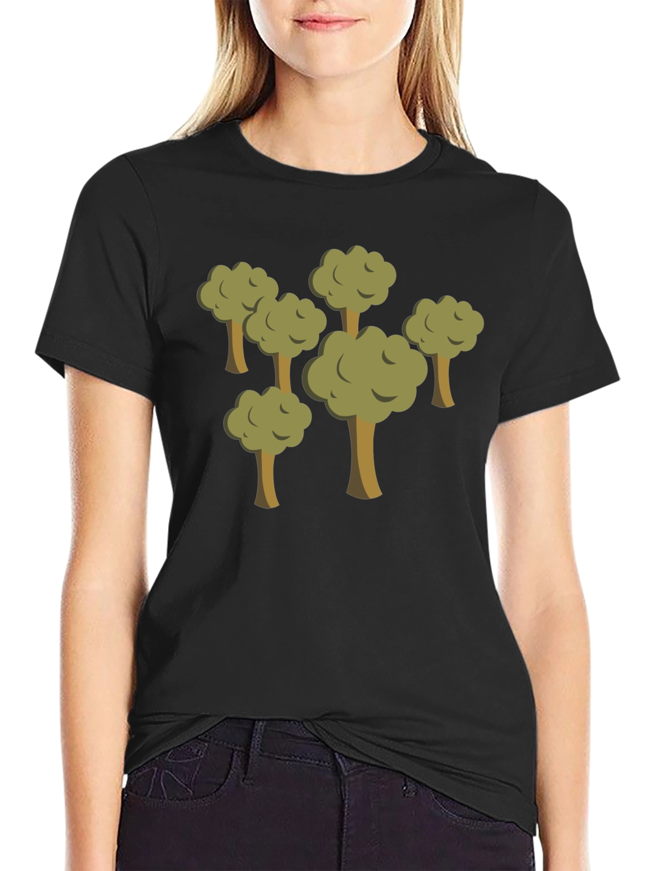 Cartoon Forest Black T-Shirt