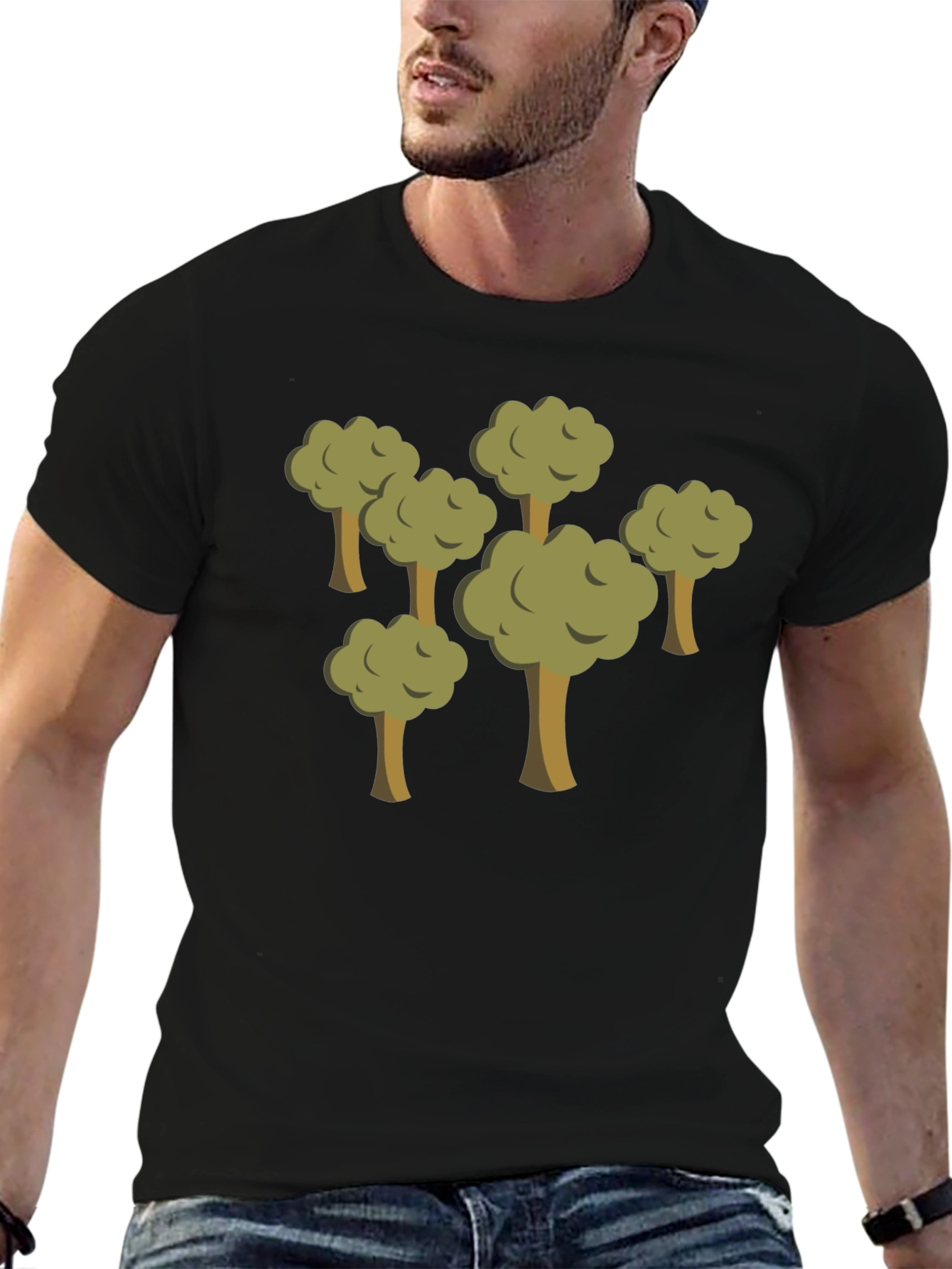 Cartoon Forest Black T-Shirt