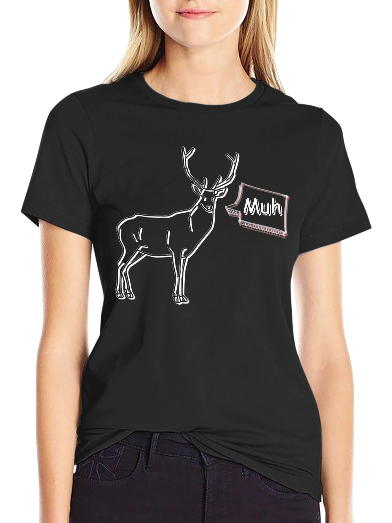 Deer Muh Graphic Black T-Shirt