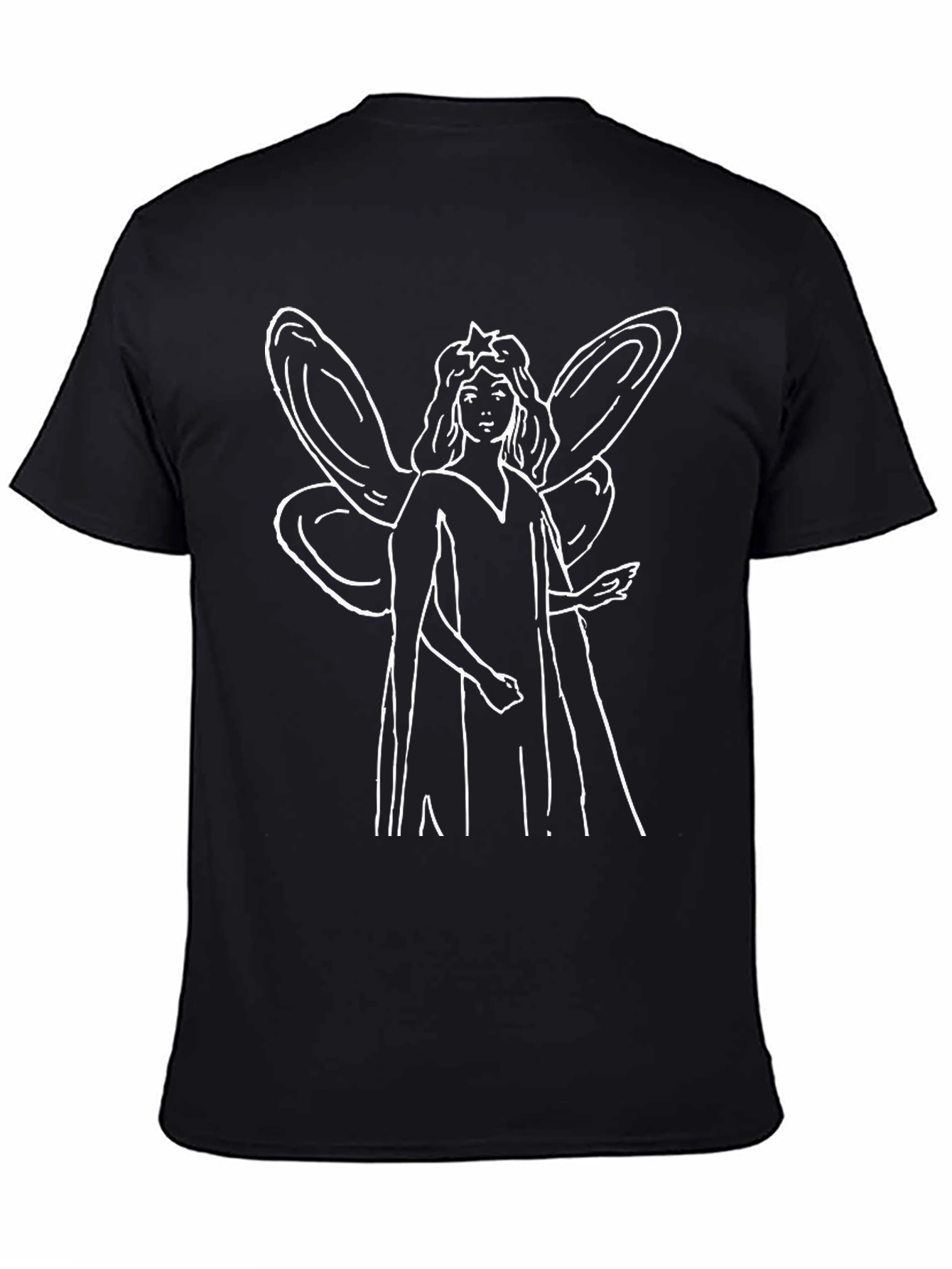 Fairy Graphic Tee - Black Cotton Blend T-Shirt