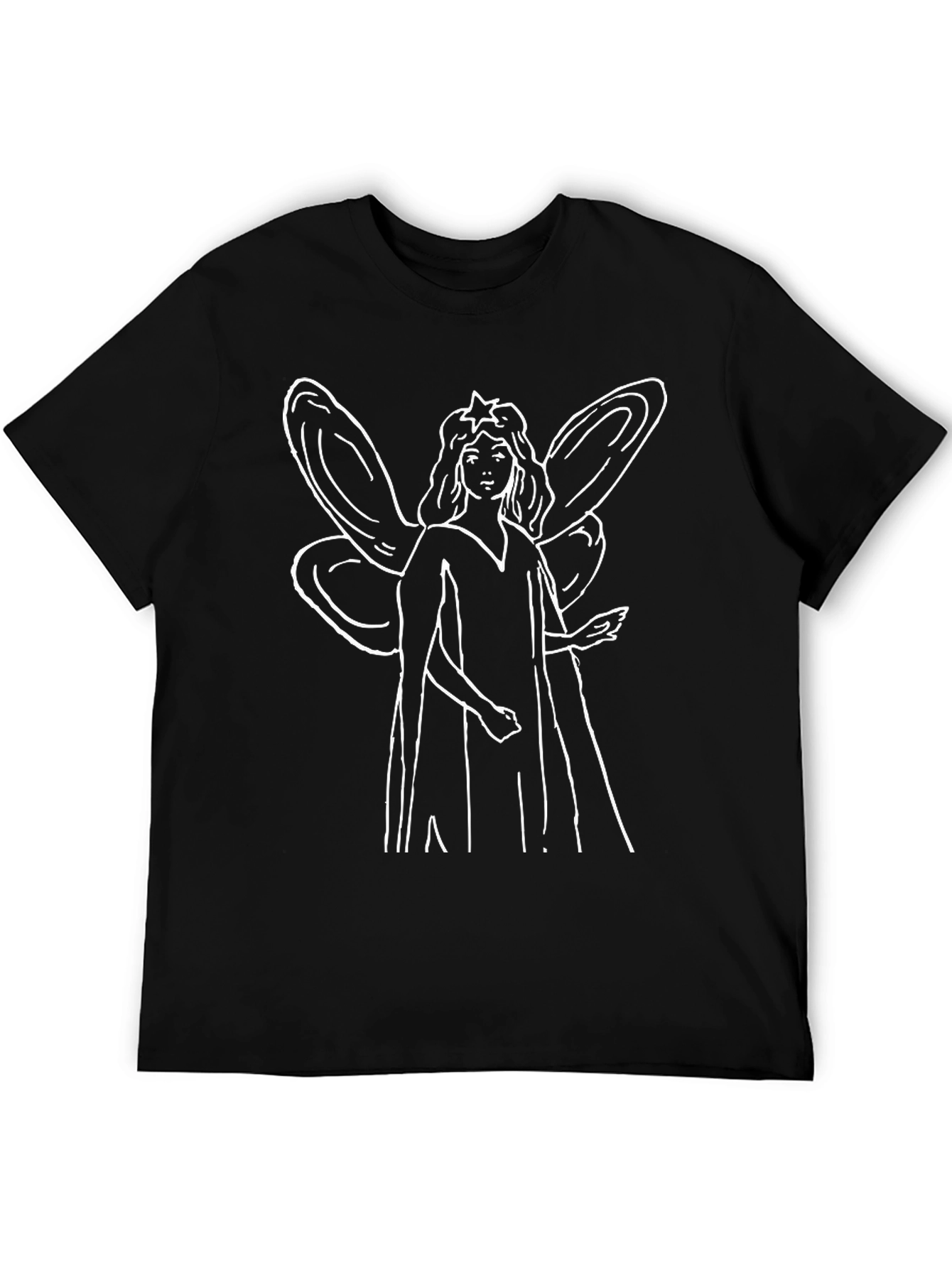 Fairy Graphic Tee - Black Cotton Blend T-Shirt