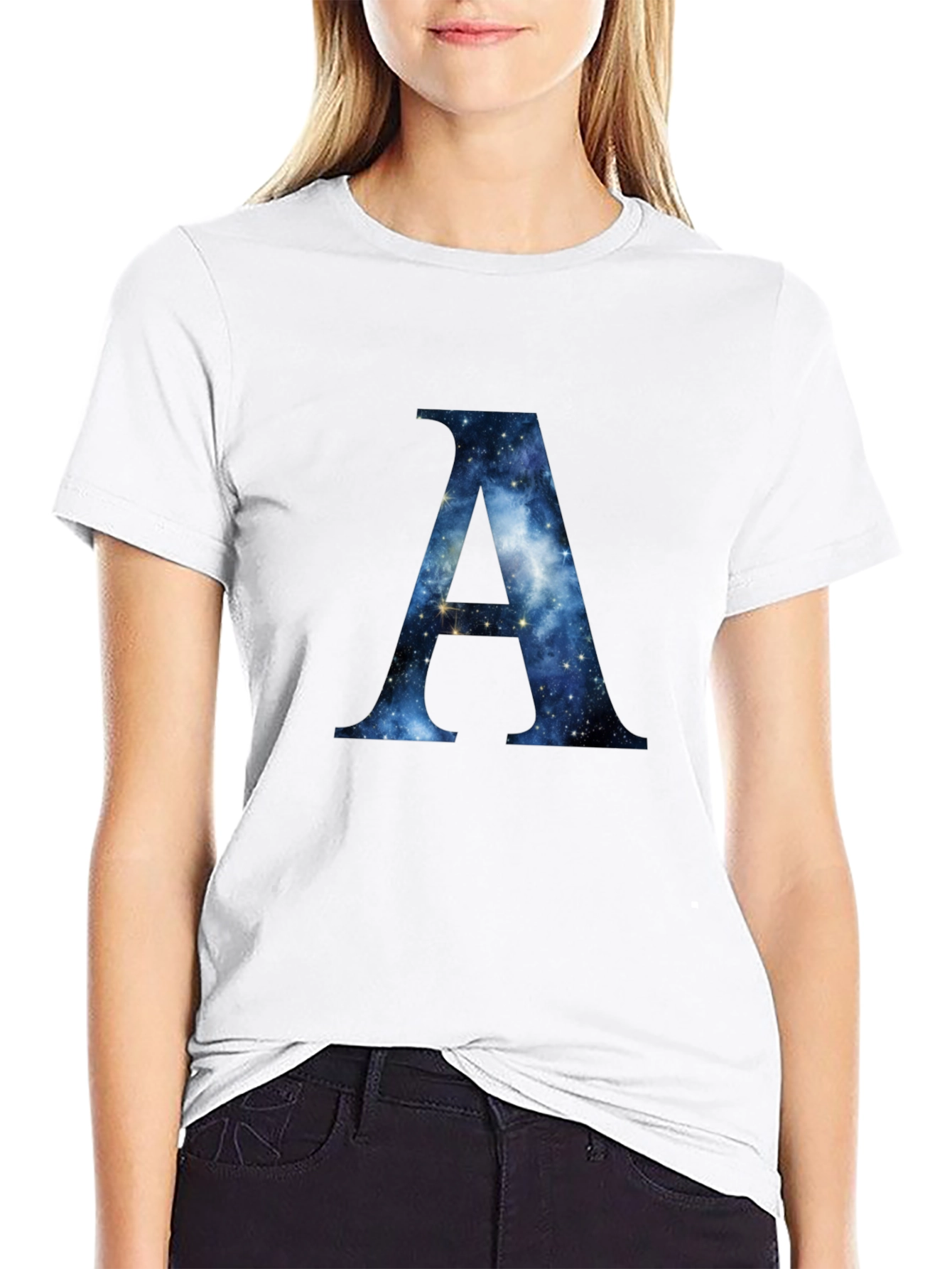 Galaxy Letter A Black T-Shirt