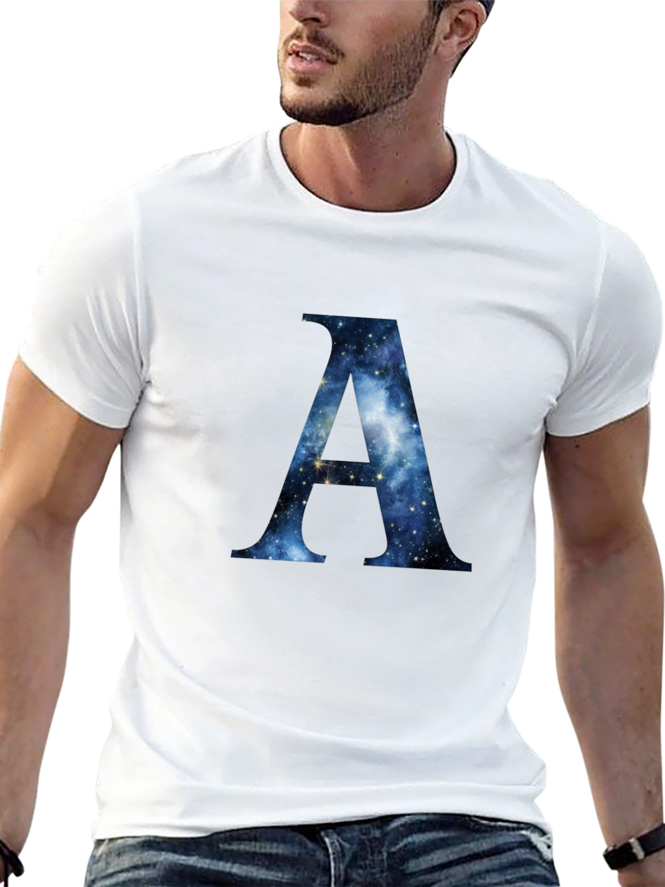 Galaxy Letter A Black T-Shirt