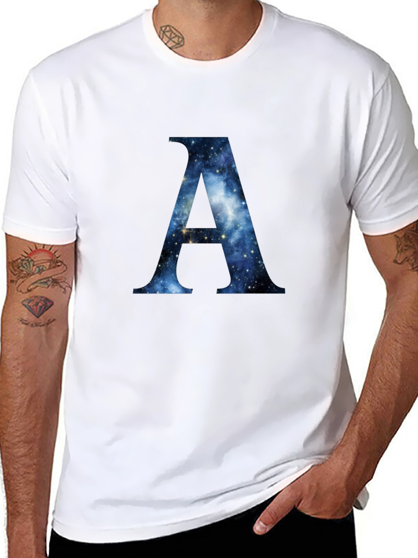 Galaxy Letter A Black T-Shirt