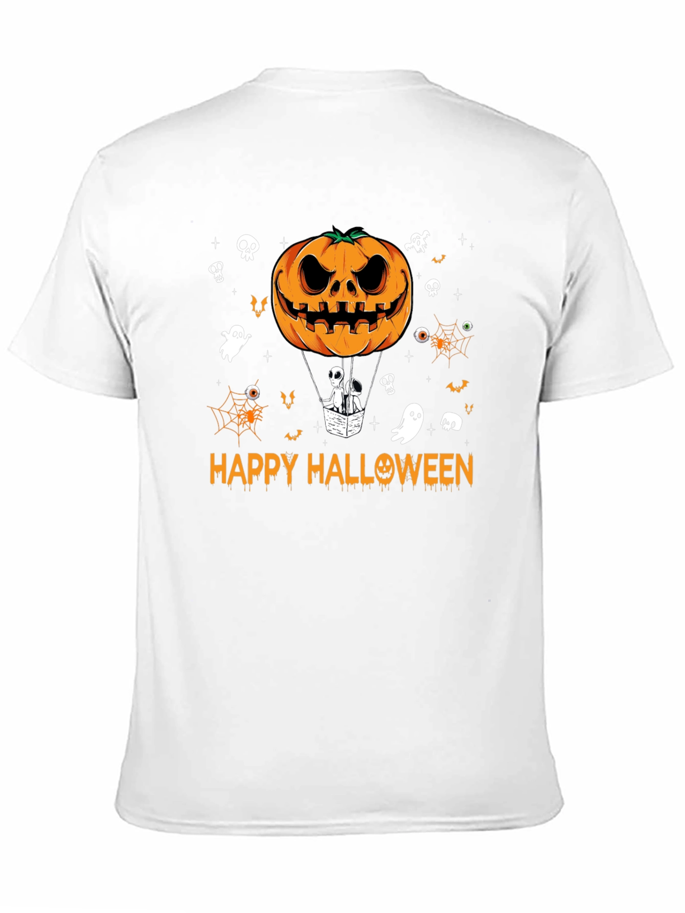 Happy Halloween Pumpkin Hot Air Balloon Black T-Shirt