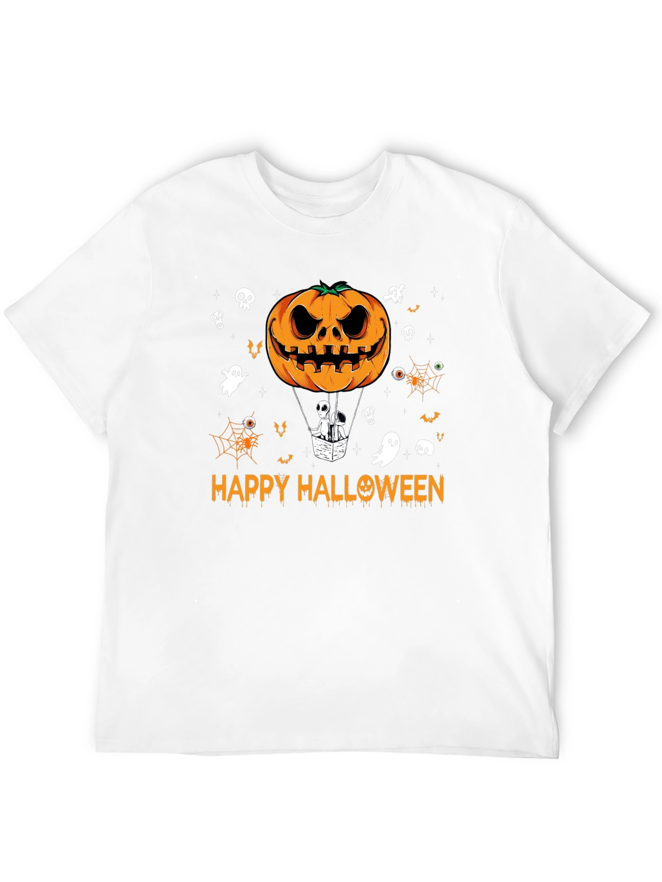 Happy Halloween Pumpkin Hot Air Balloon Black T-Shirt