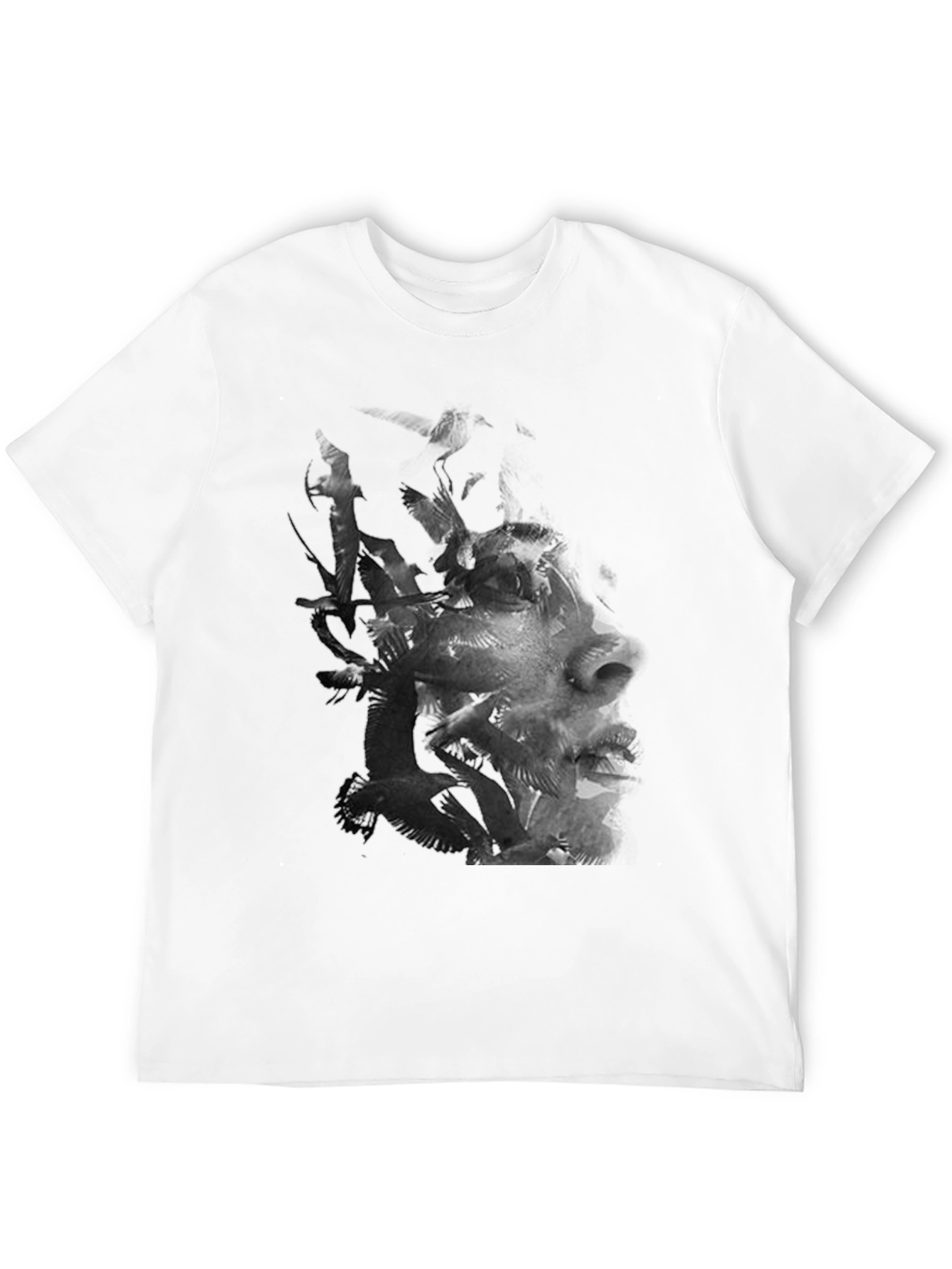 Abstract Face Graphic Mens Black T-Shirt