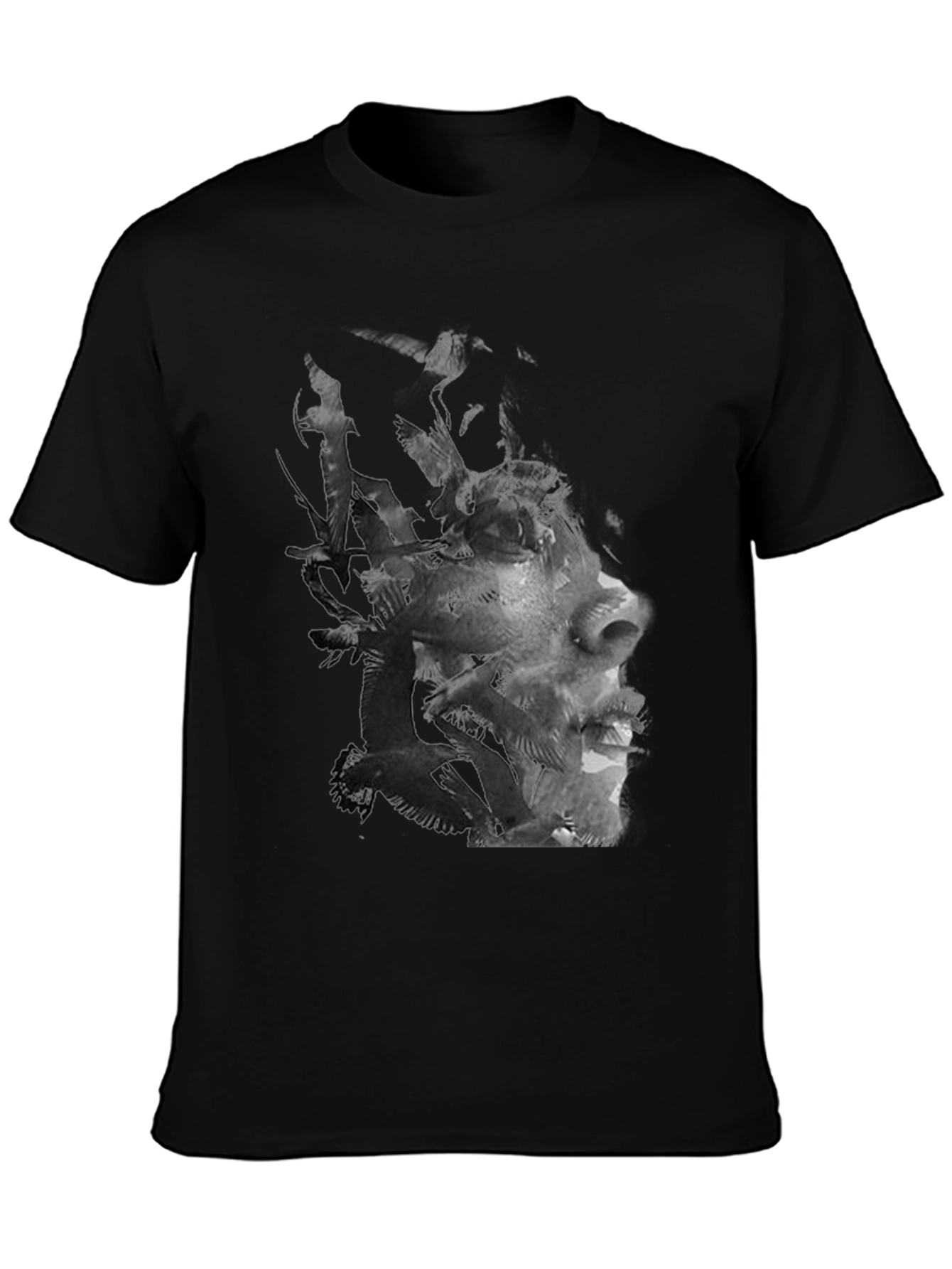 Abstract Face Graphic Mens Black T-Shirt