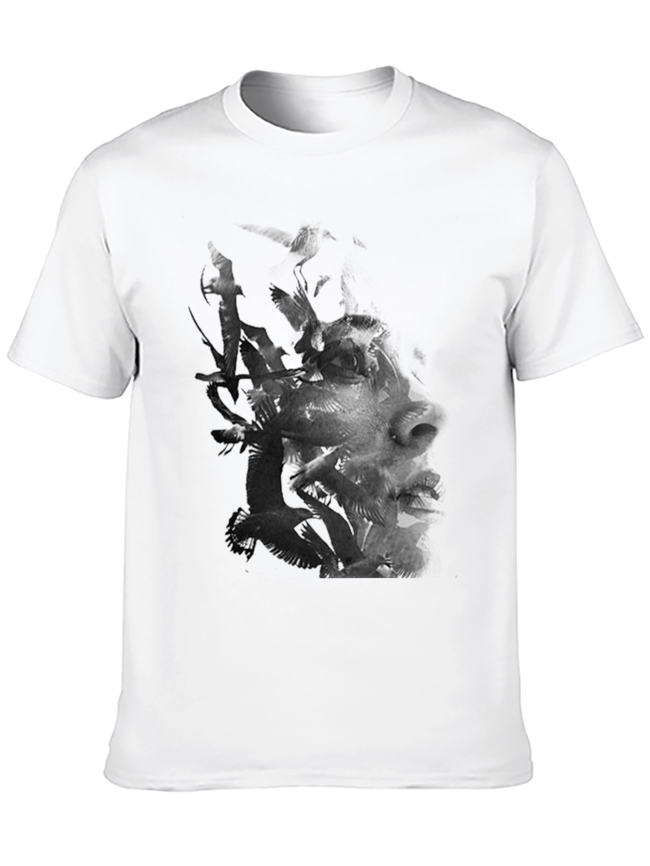 Abstract Face Graphic Mens Black T-Shirt
