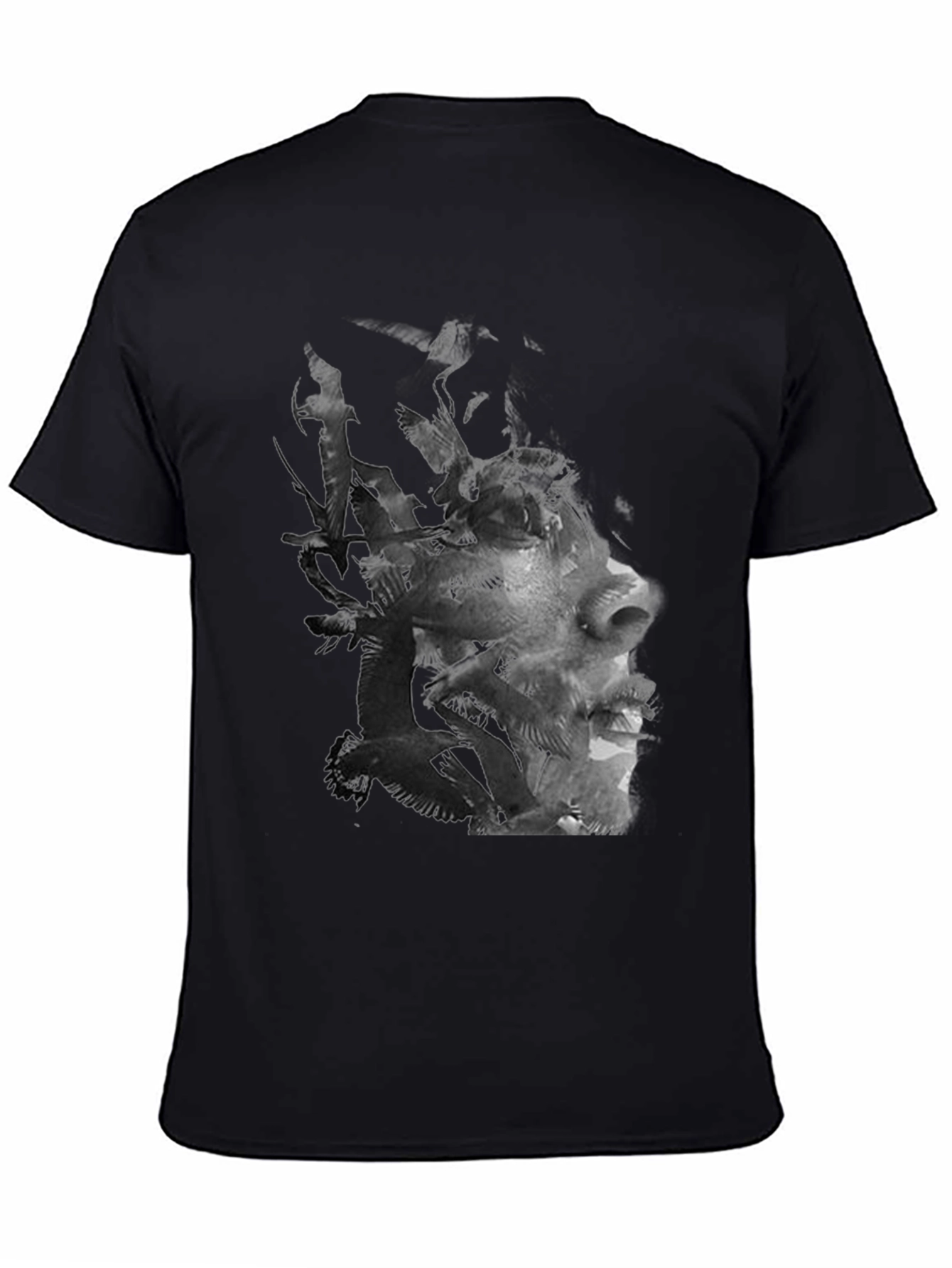 Abstract Face Graphic Mens Black T-Shirt