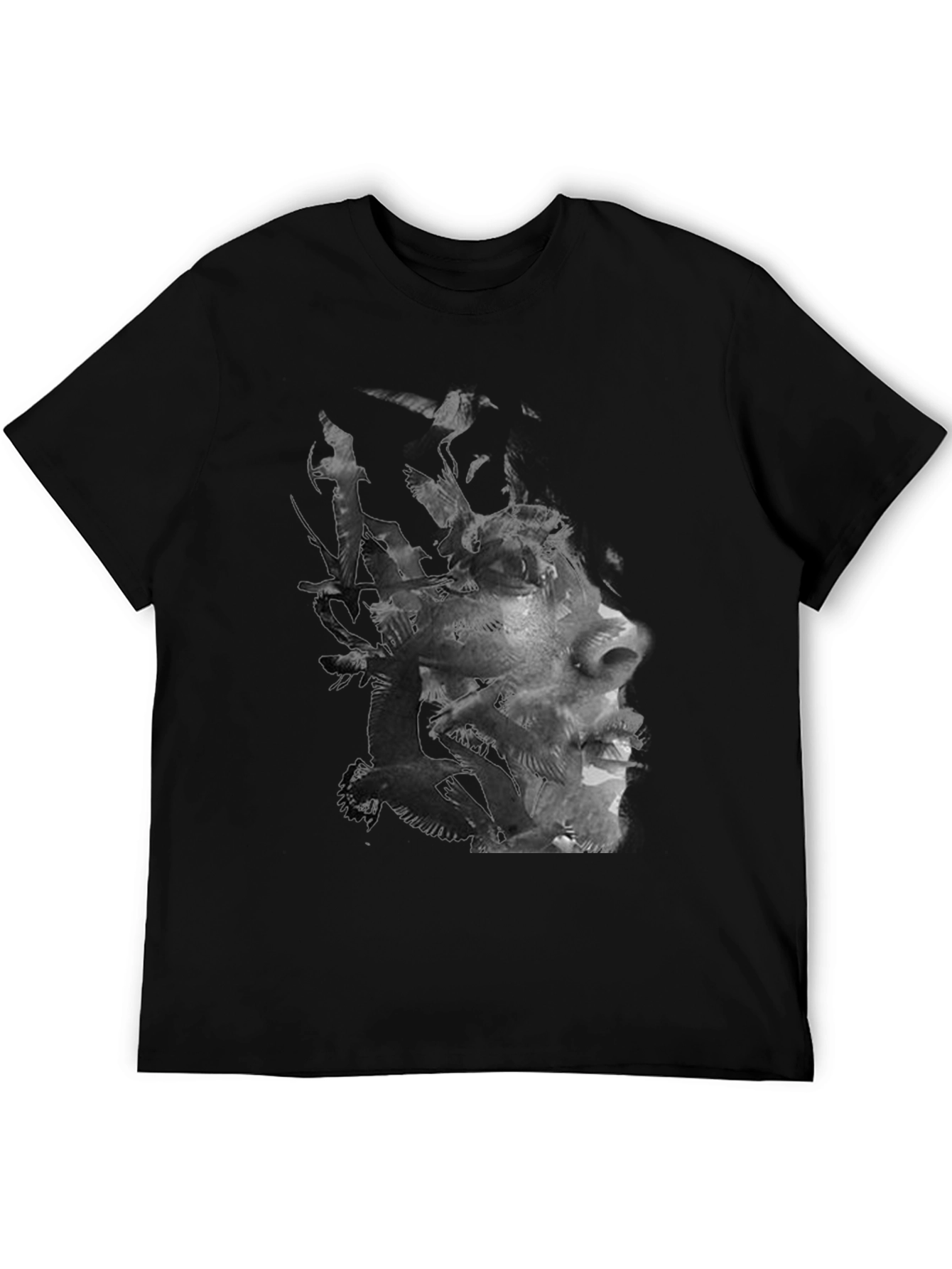 Abstract Face Graphic Mens Black T-Shirt