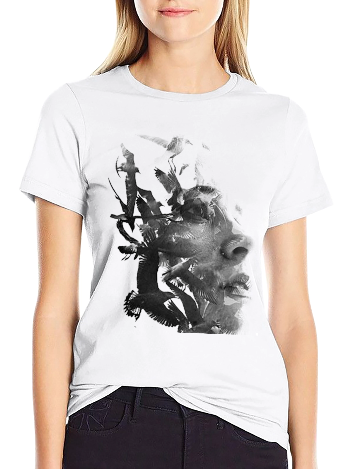 Abstract Face Graphic Mens Black T-Shirt