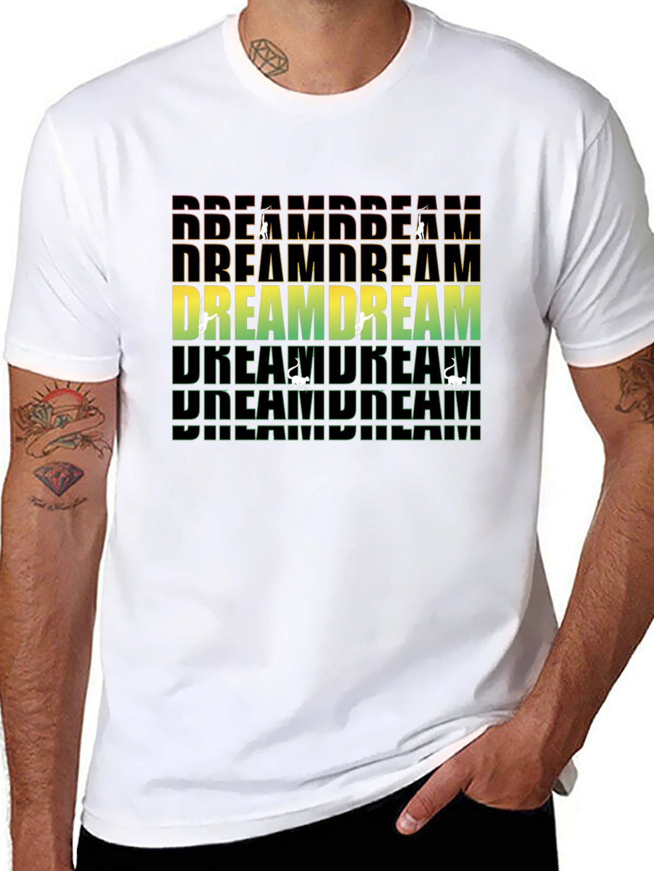 Dream Text Graphic Print Black T-Shirt