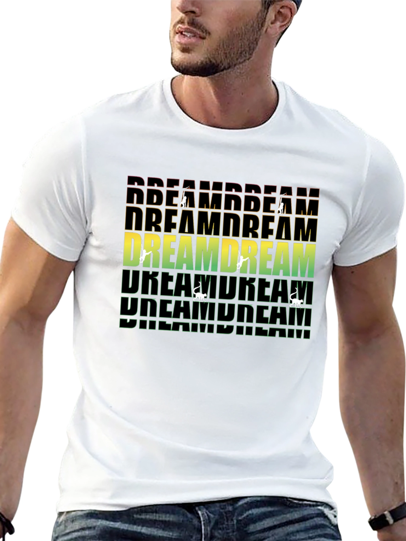 Dream Text Graphic Print Black T-Shirt