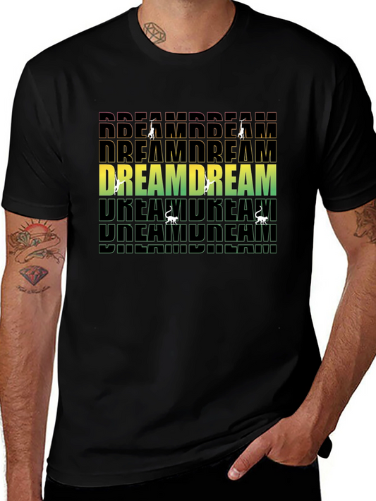 Dream Text Graphic Print Black T-Shirt