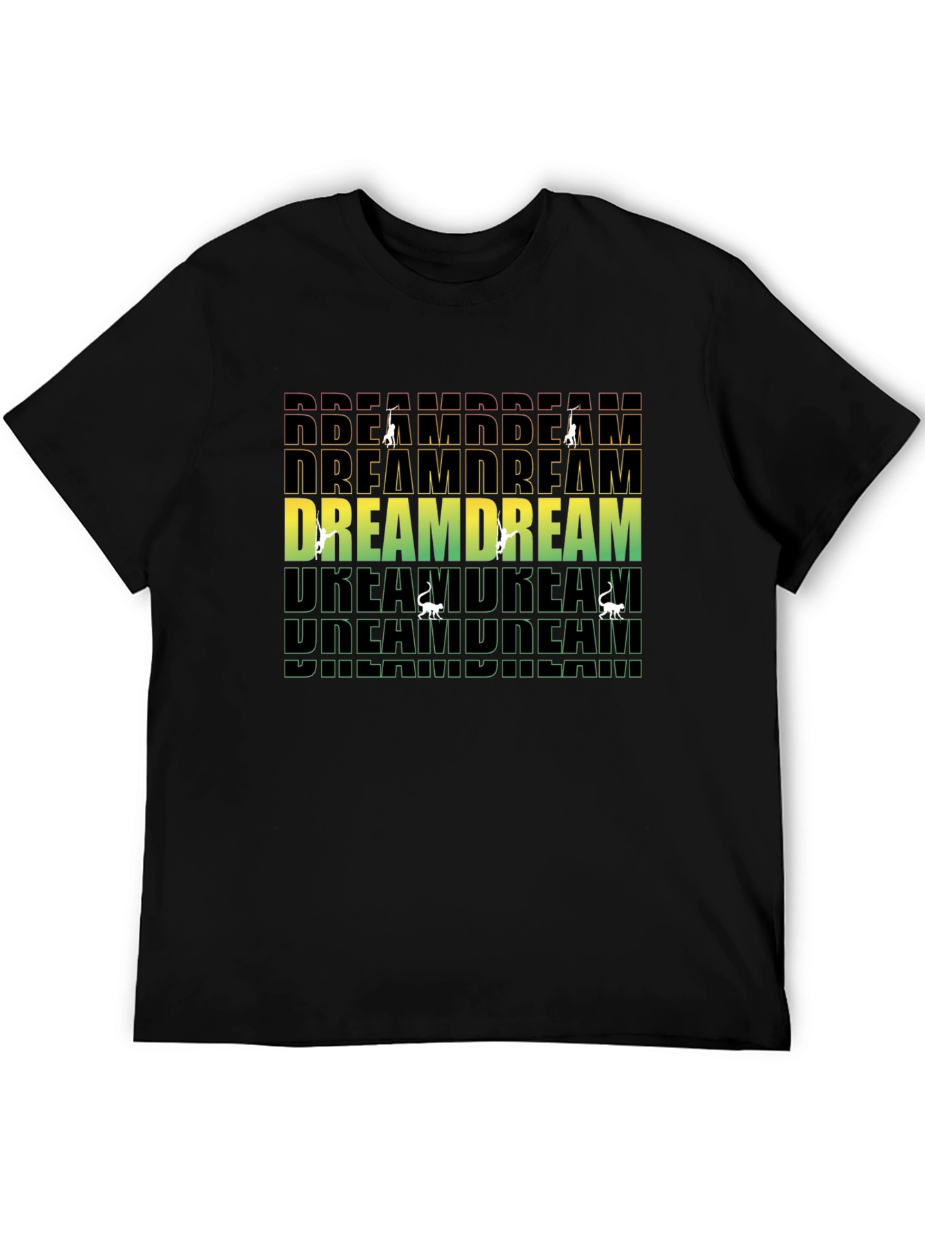 Dream Text Graphic Print Black T-Shirt