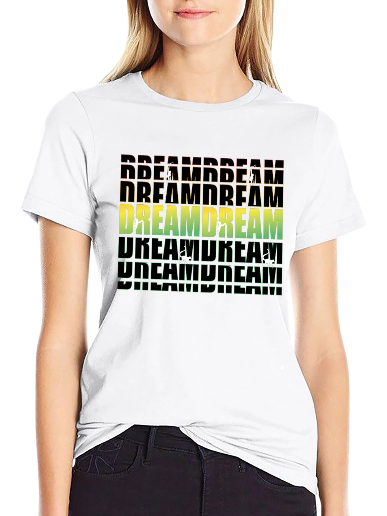 Dream Text Graphic Print Black T-Shirt