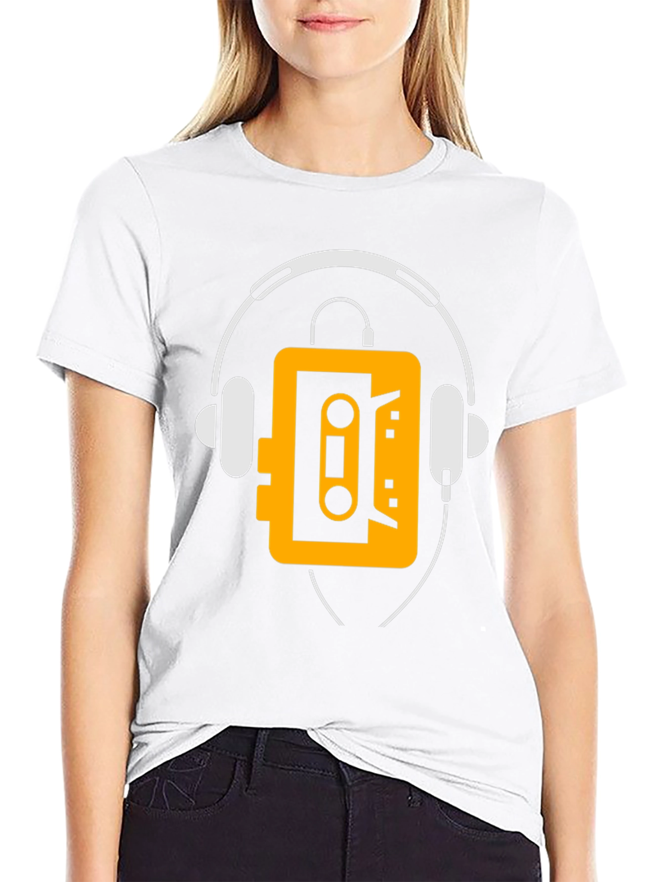Retro Cassette Player Headphone Graphic Tee