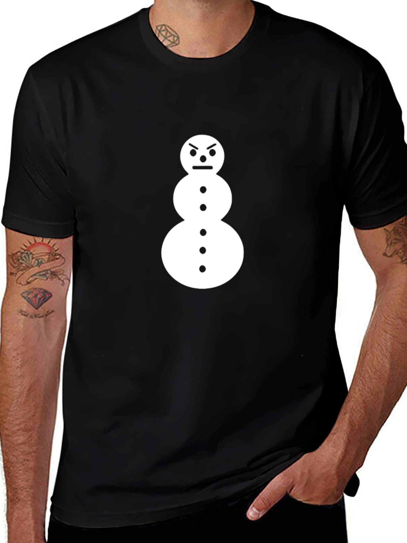 Grumpy Snowman Black T-Shirt