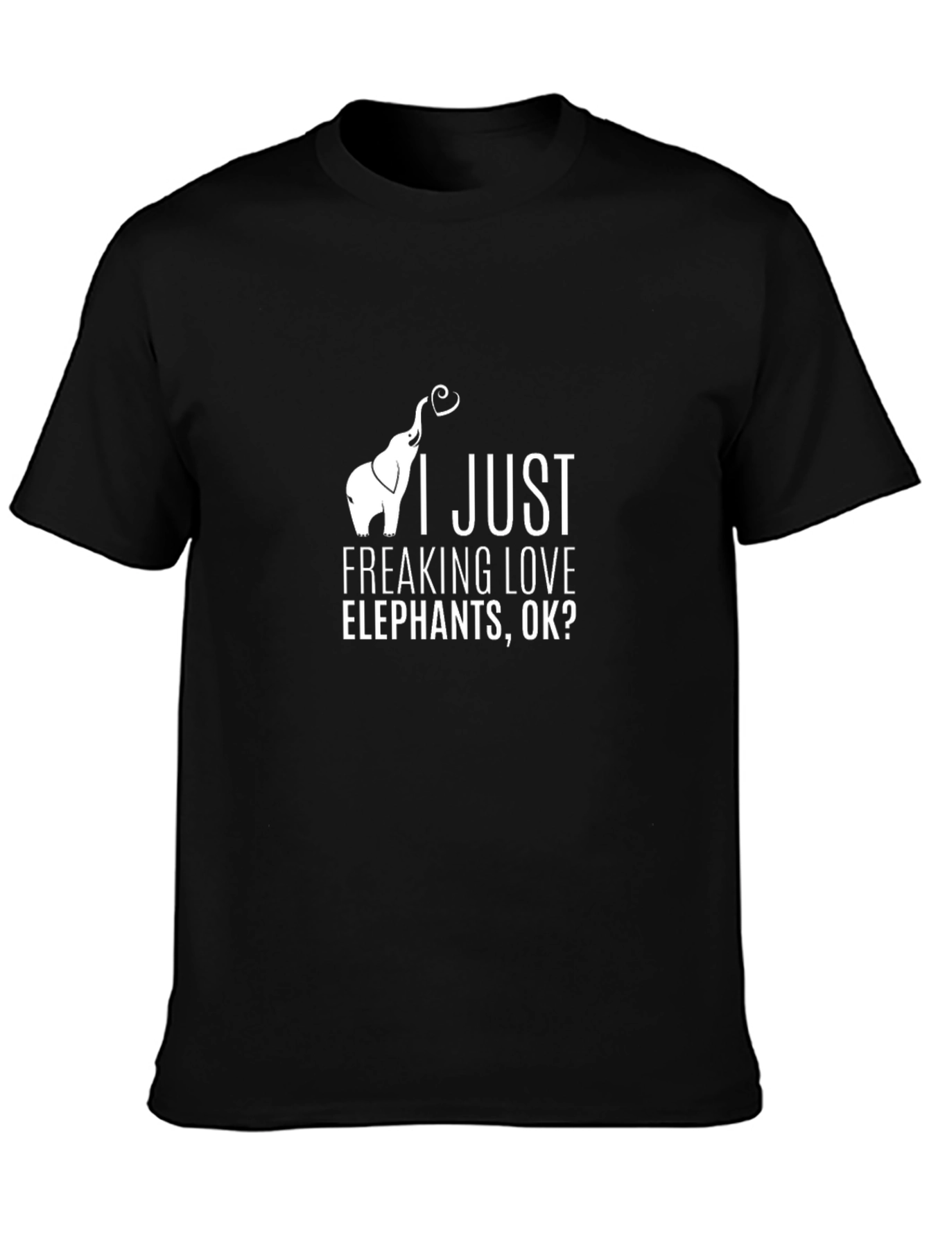 I Love Elephants Mens Black T-Shirt