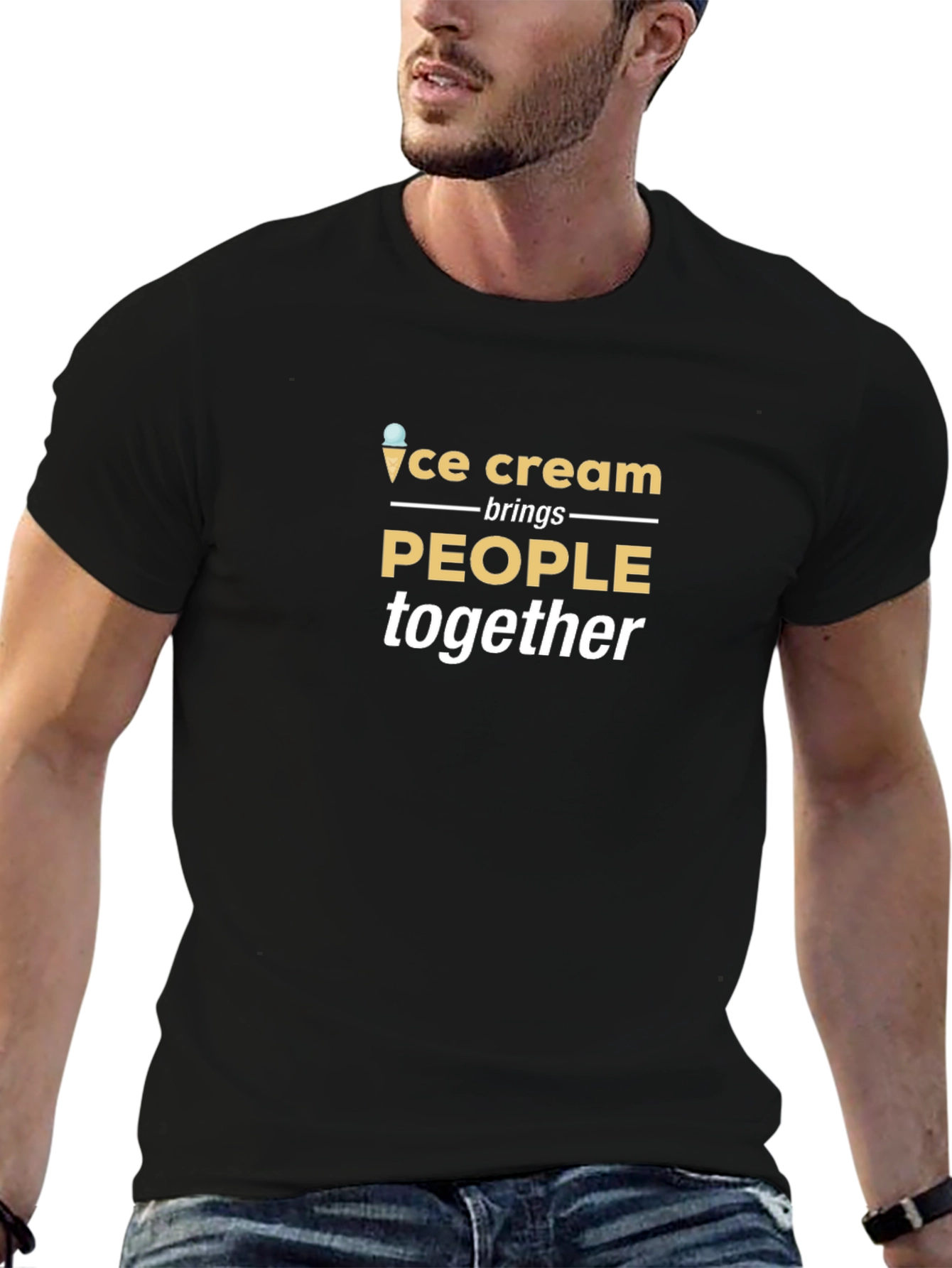 Ice Cream Brings People Together Black T-Shirt