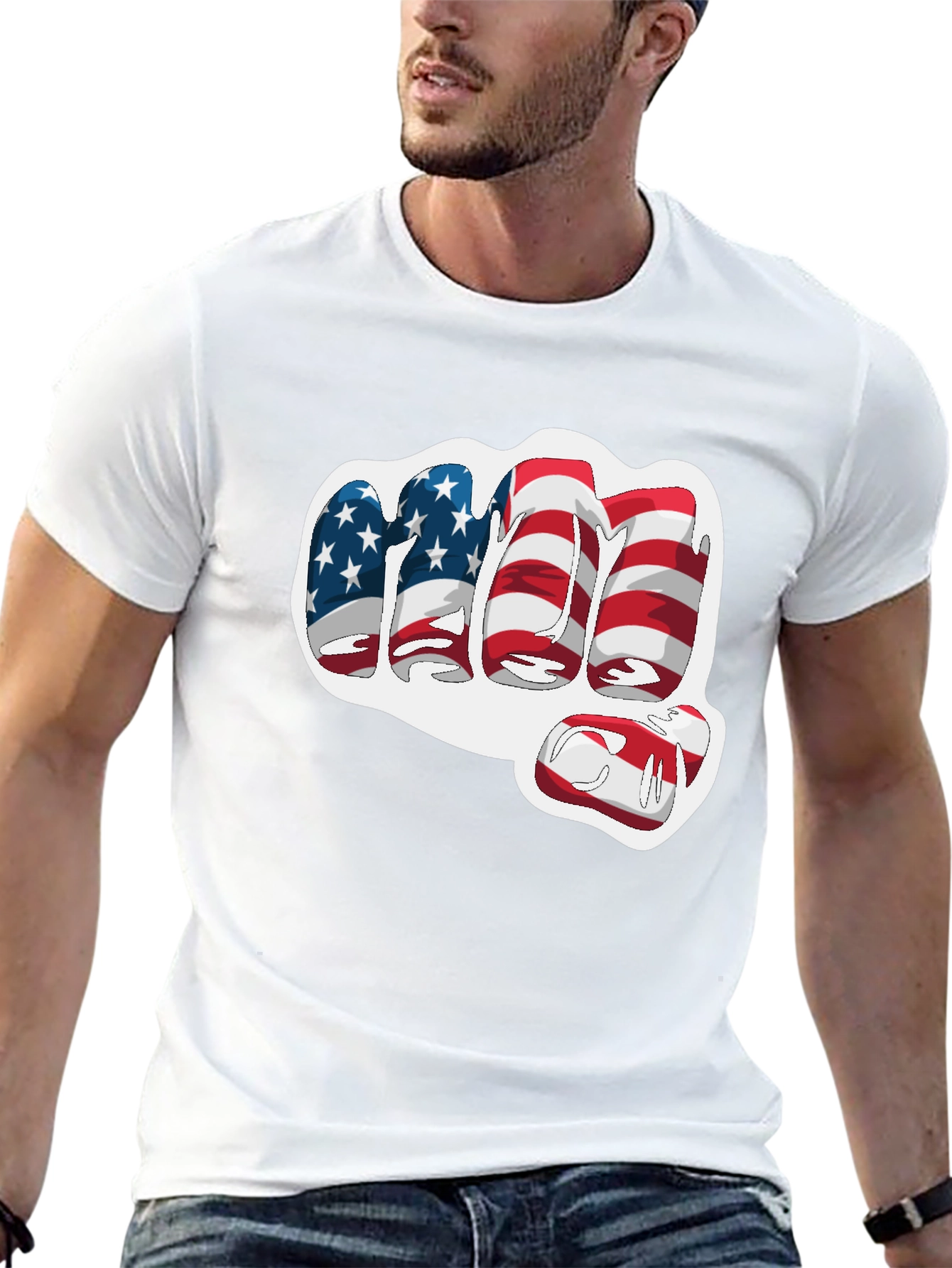 USA Flag Fist Graphic Tee - Patriotic T-Shirt
