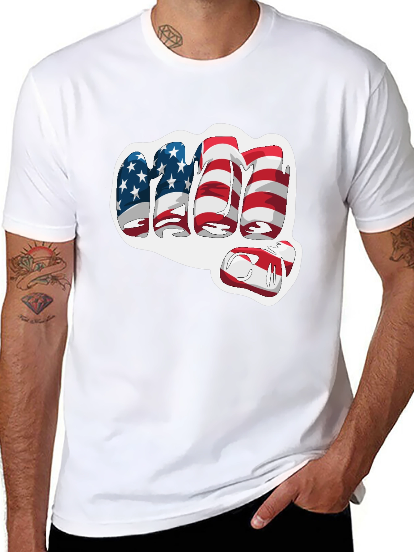 USA Flag Fist Graphic Tee - Patriotic T-Shirt
