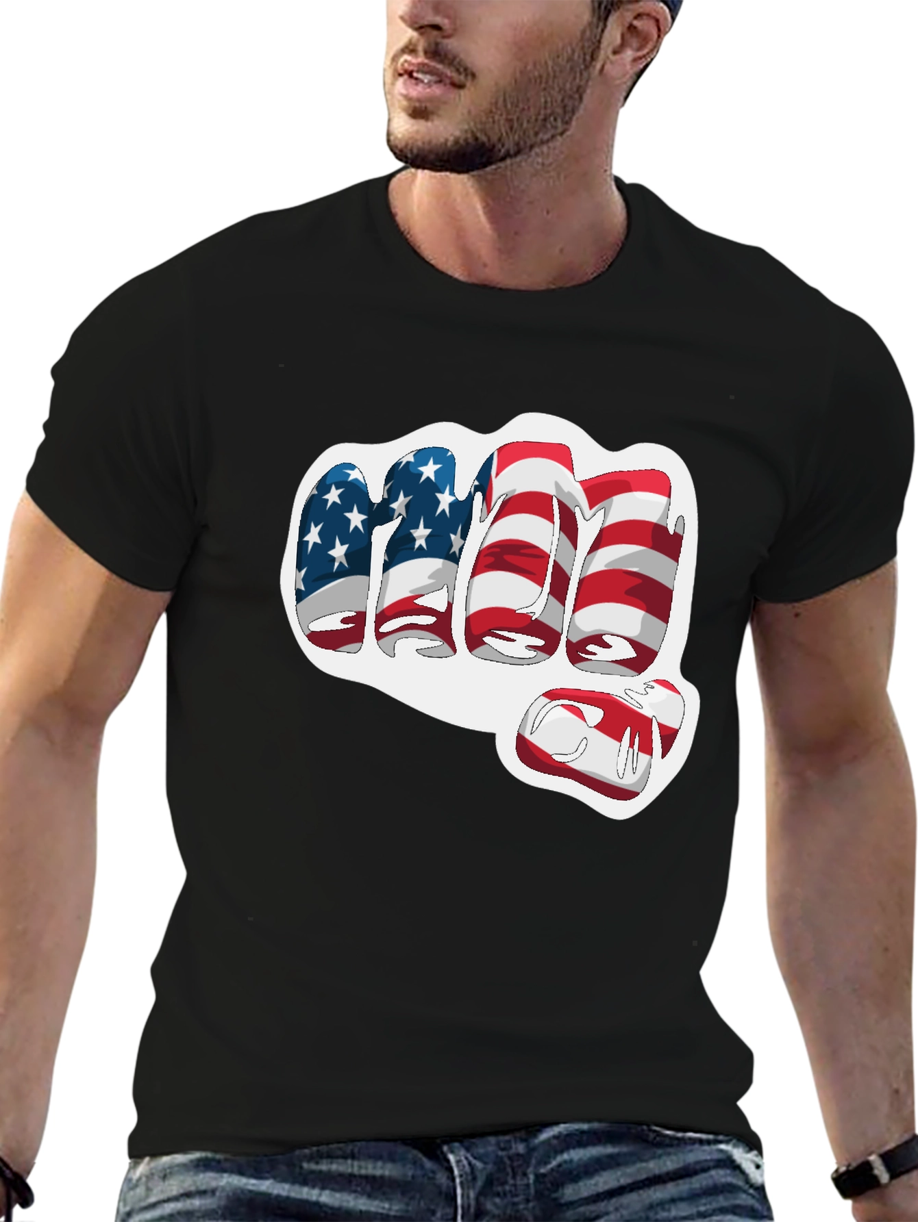 USA Flag Fist Graphic Tee - Patriotic T-Shirt