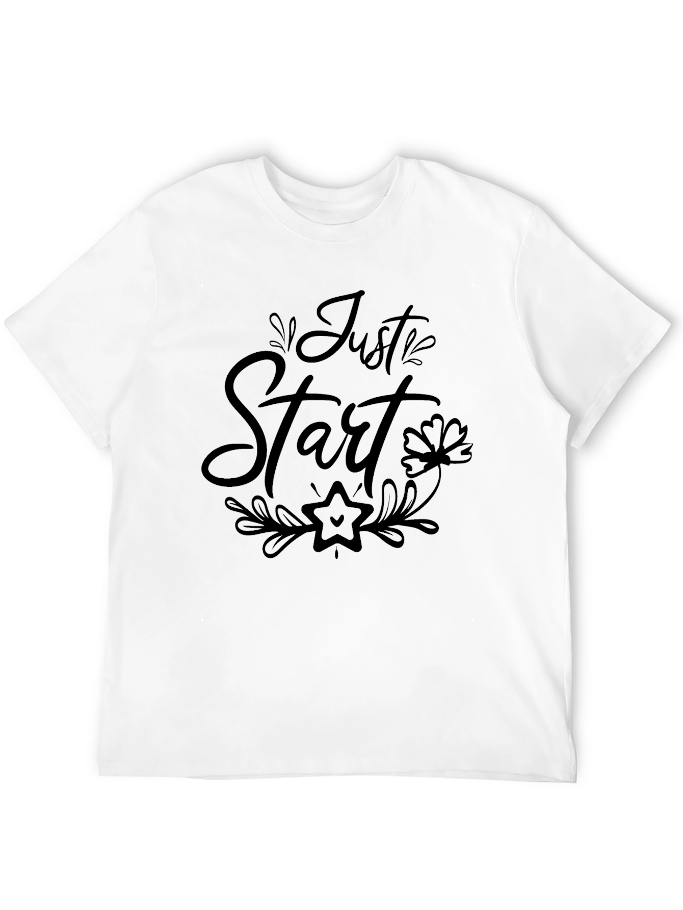 Just Start Black Graphic T-Shirt
