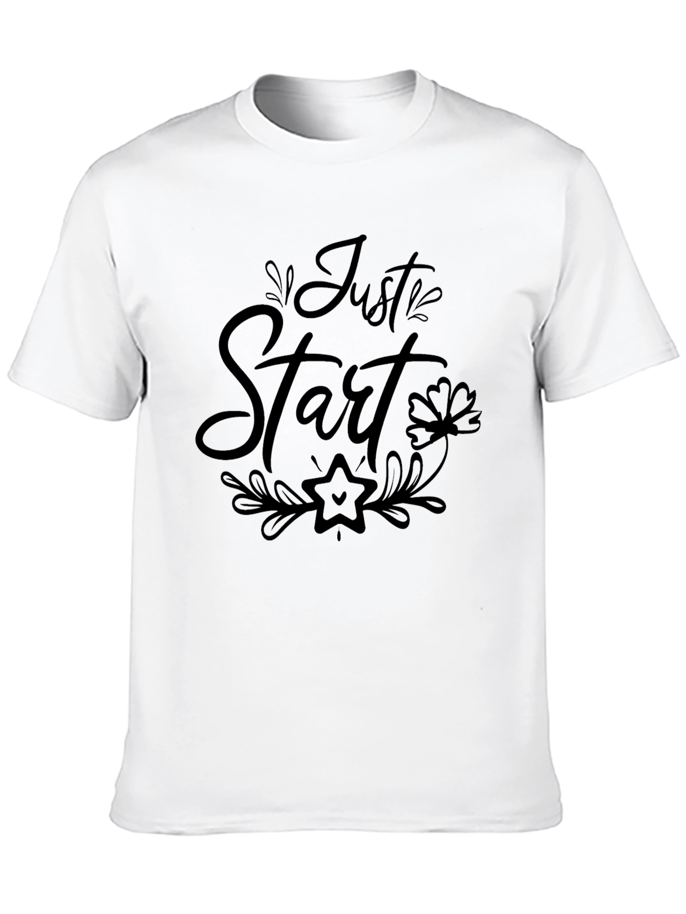 Just Start Black Graphic T-Shirt