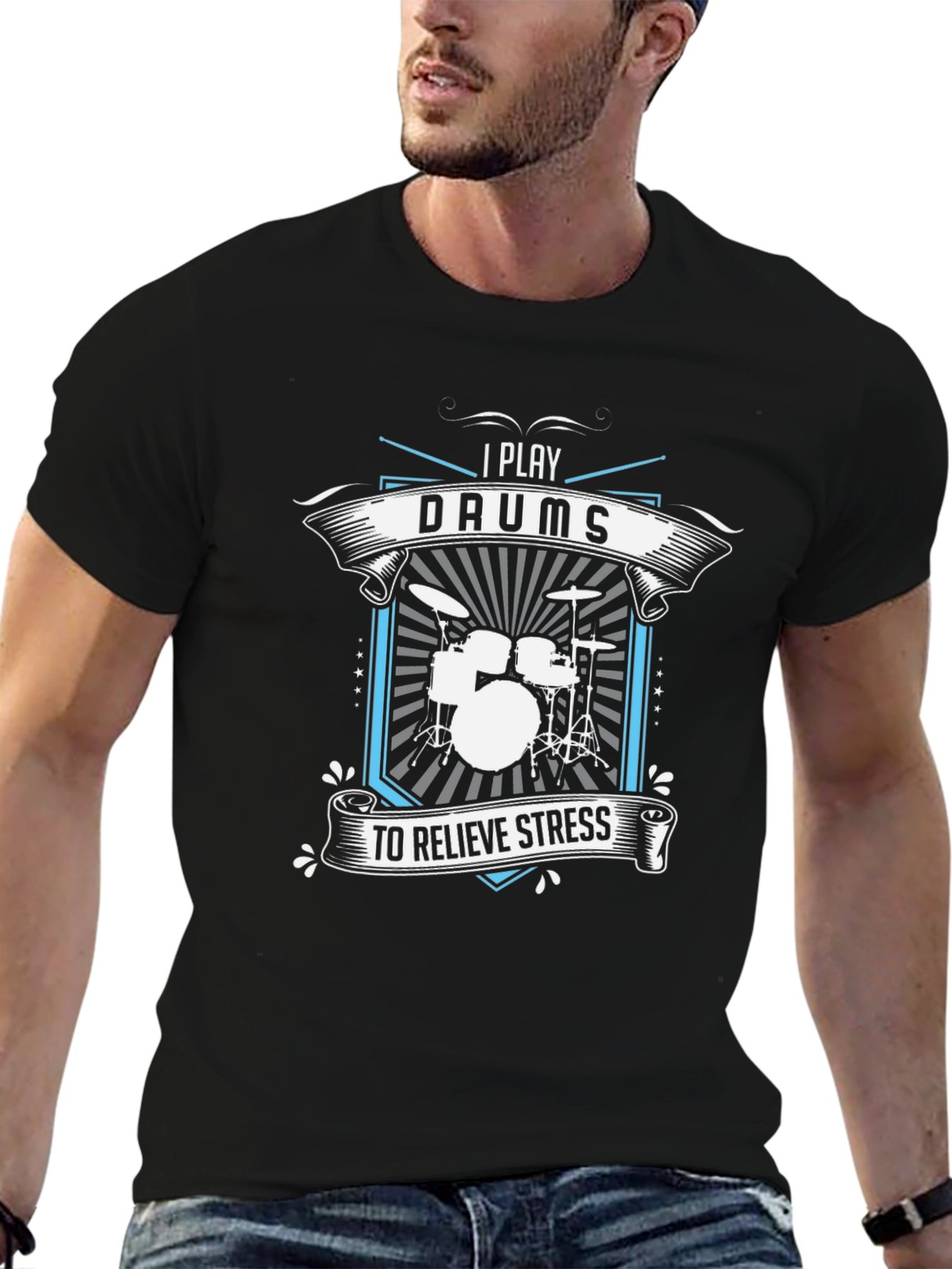 I Play Drums T-Shirt - Relieve Stress Band Tee