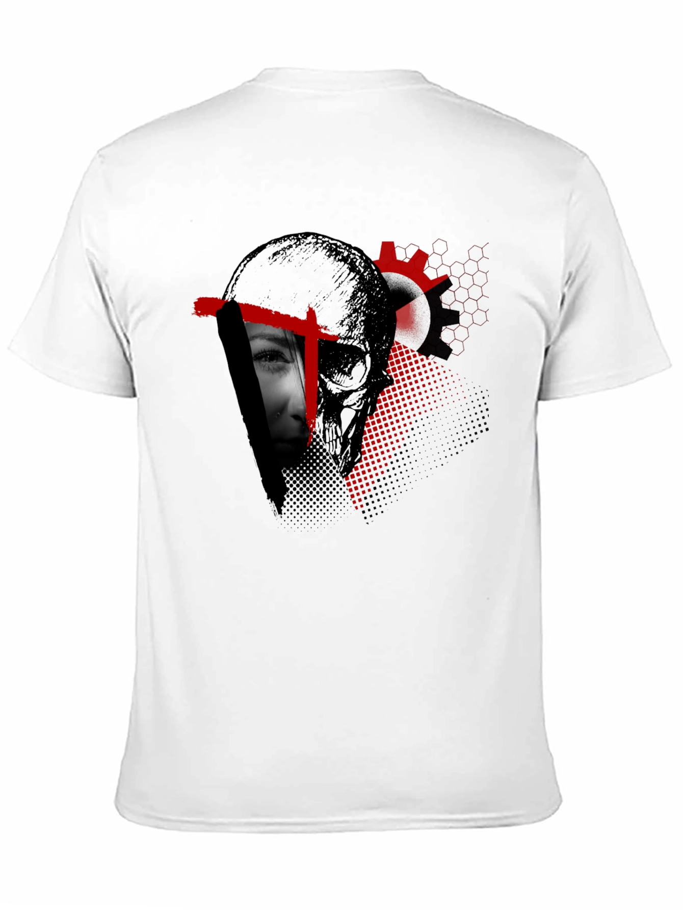 Edgy Skull & Face Graphic Print Black T-Shirt