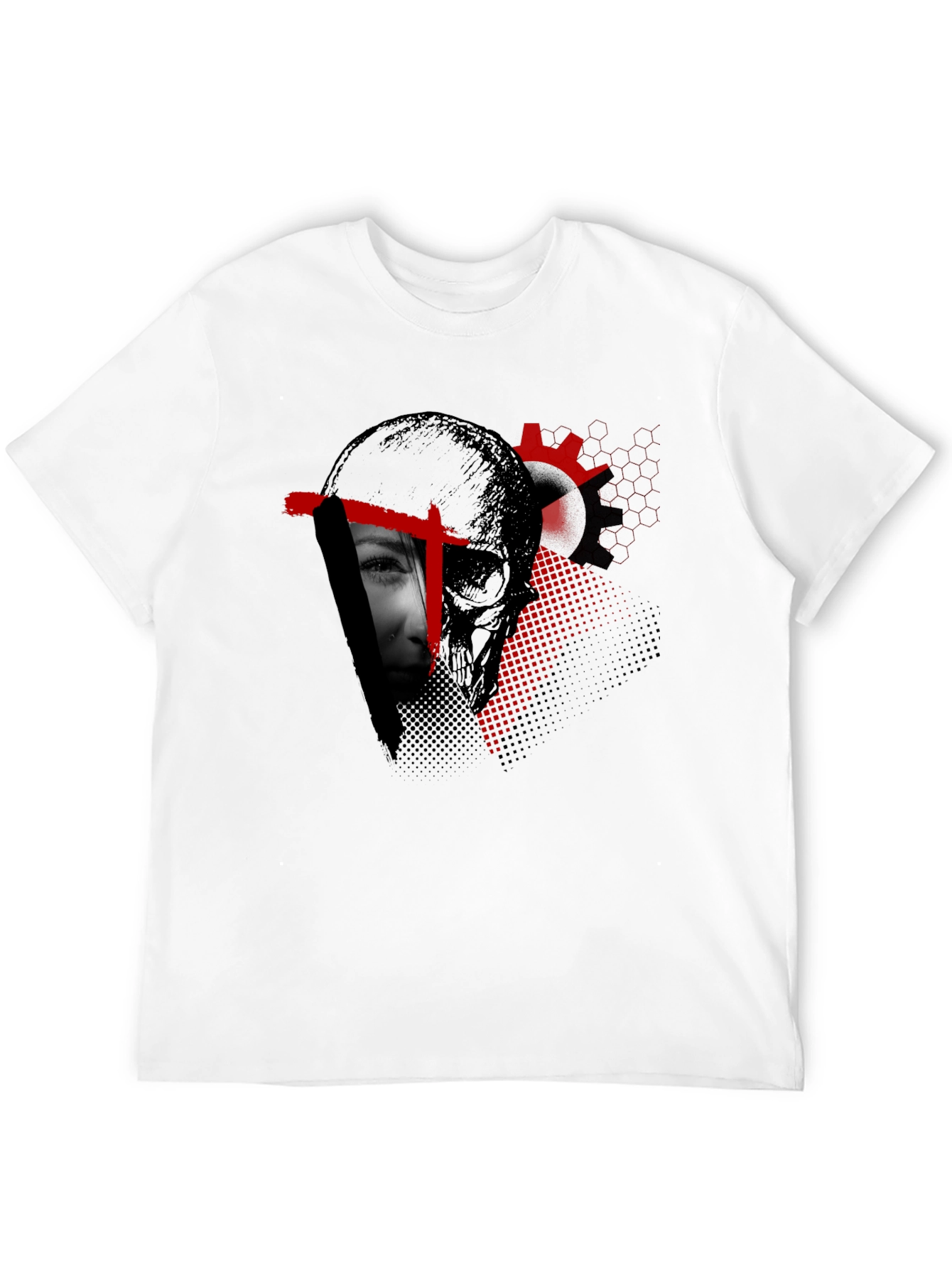 Edgy Skull & Face Graphic Print Black T-Shirt