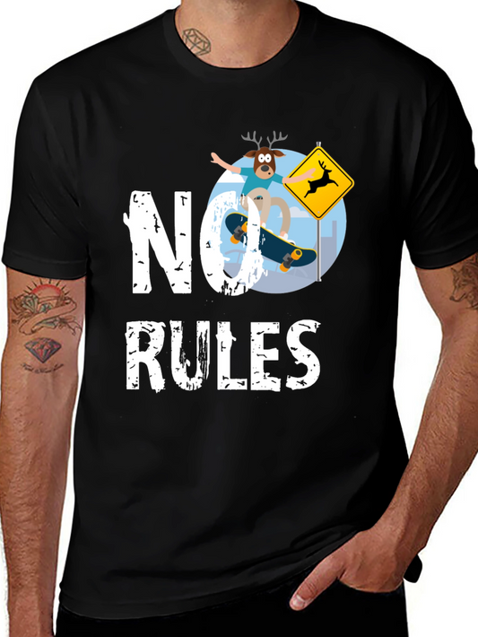 No Rules Deer Skateboard Graphic Tee