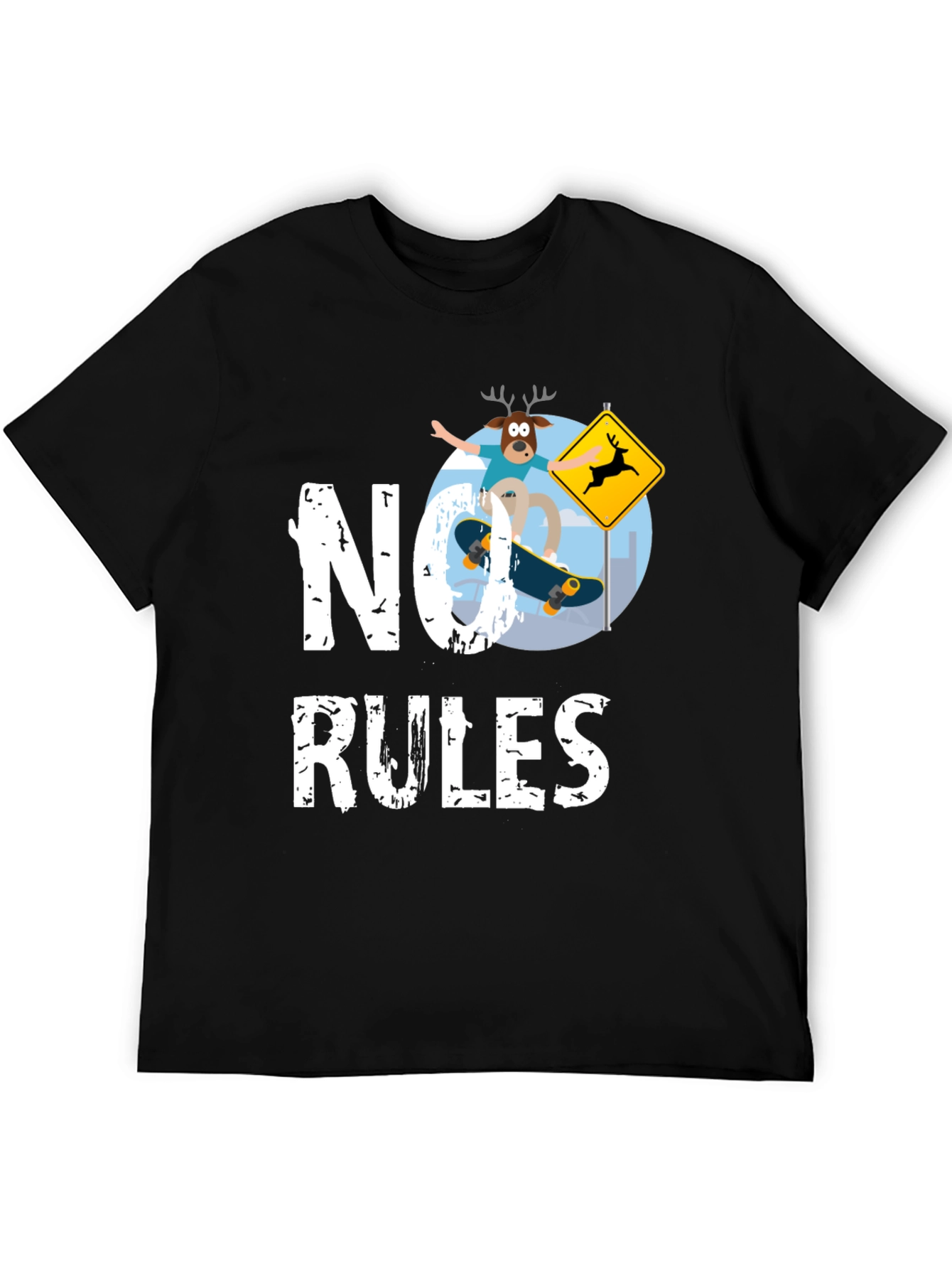 No Rules Deer Skateboard Graphic Tee