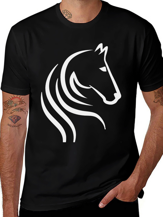 Black Horse Head Graphic Tee - Stylish Casual Wear