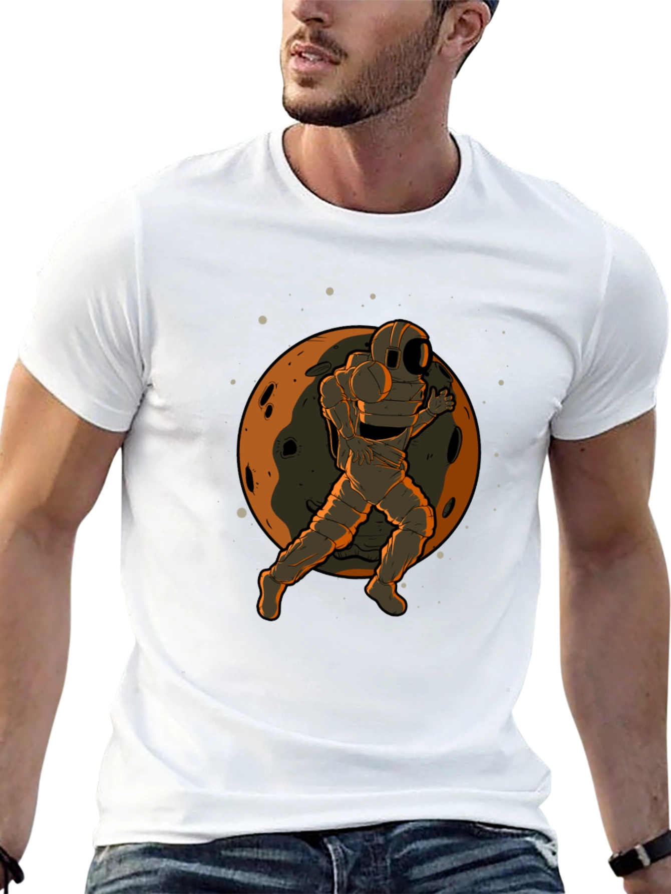 Astronaut Moon Graphic Black T-Shirt