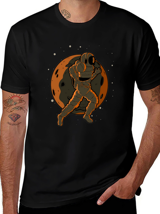 Astronaut Moon Graphic Black T-Shirt
